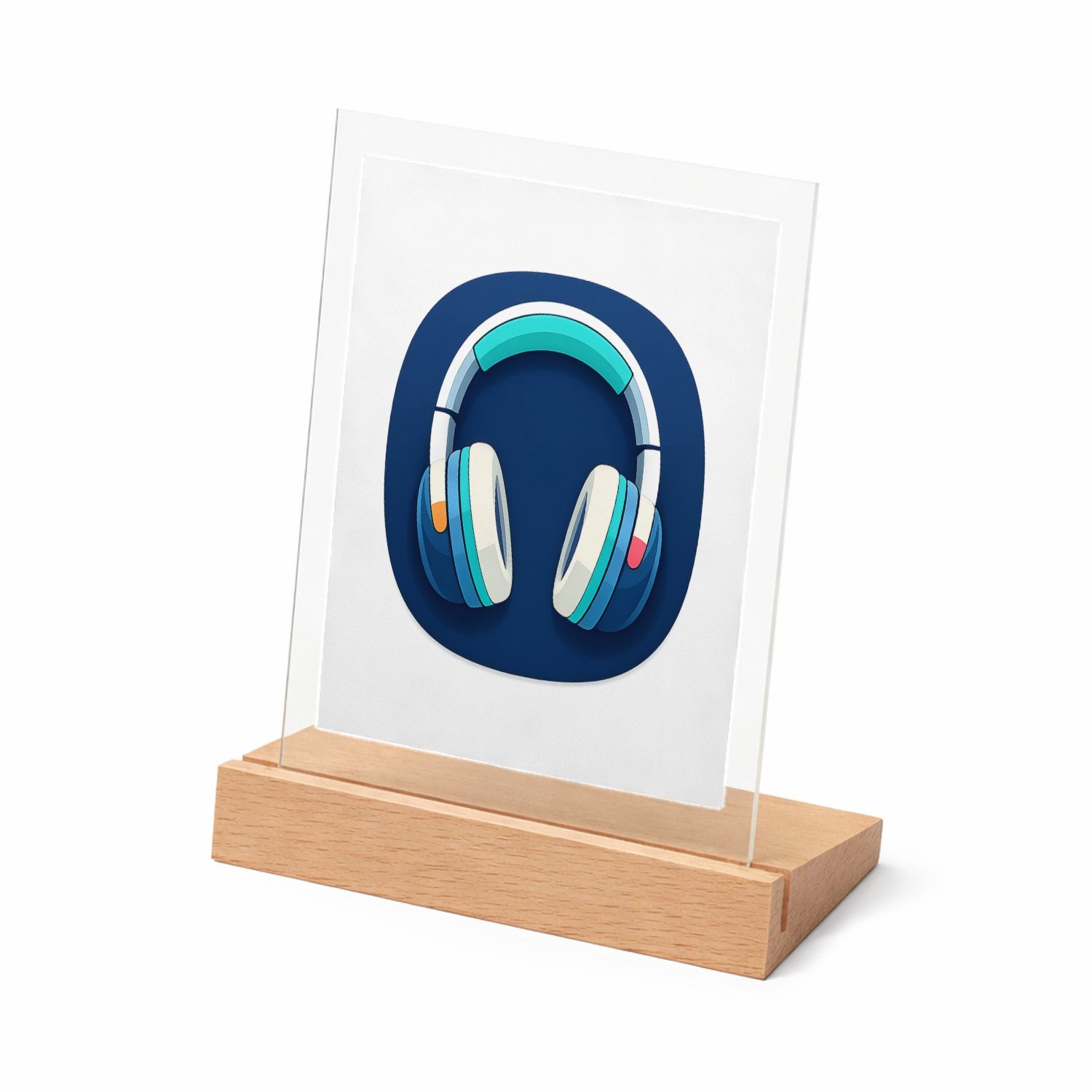 Mr Cadeautjes Glasframe met vaste tekst - design Een rustige, moderne iconprint met een centraal object op ee | cadeau Wit