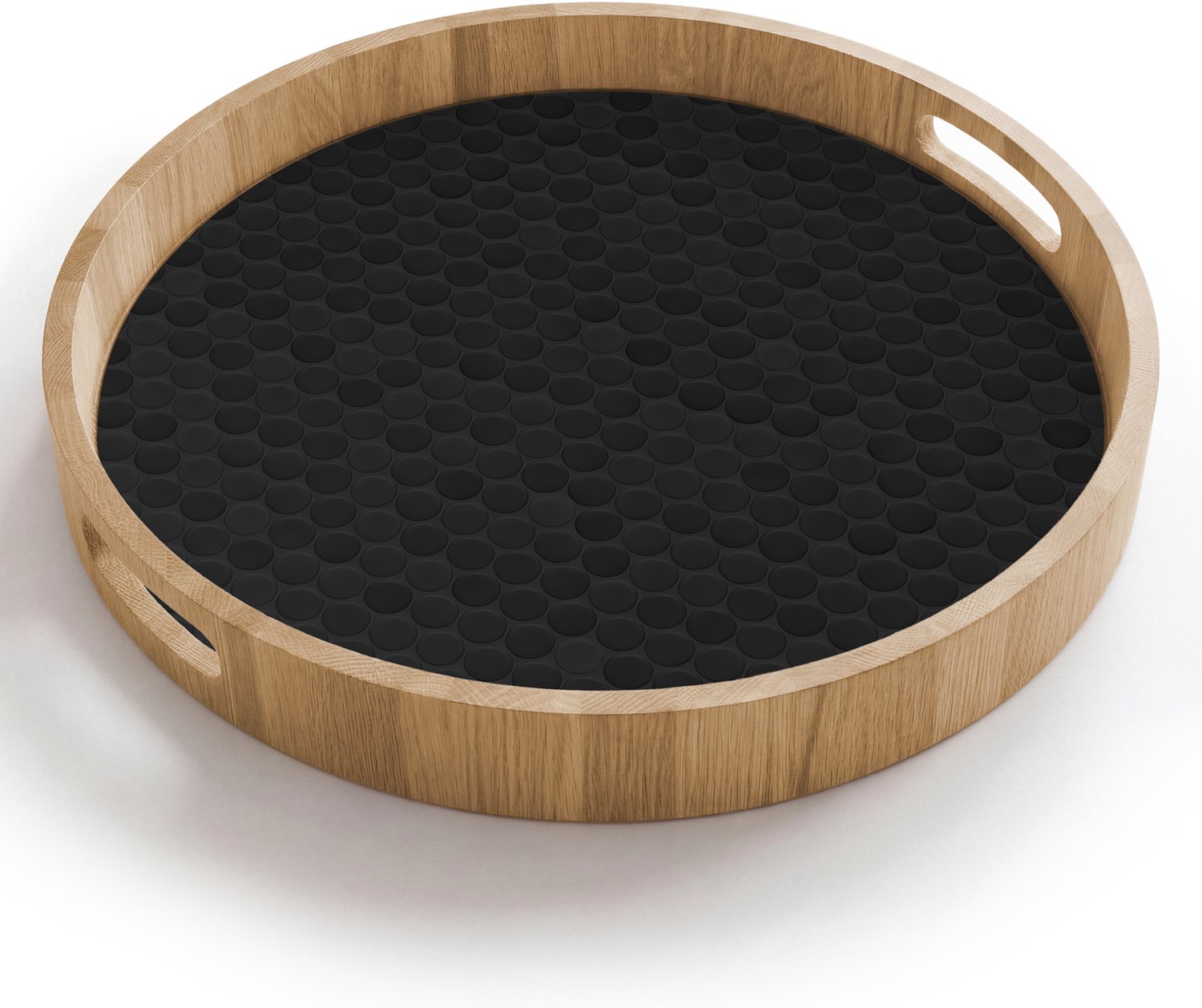Dienblad rond 40x40 cm - Schootdienblad hout - Penny - Tegel - Mat - Zwart - Borrelplank rechthoek - Plateau houten dienbladen