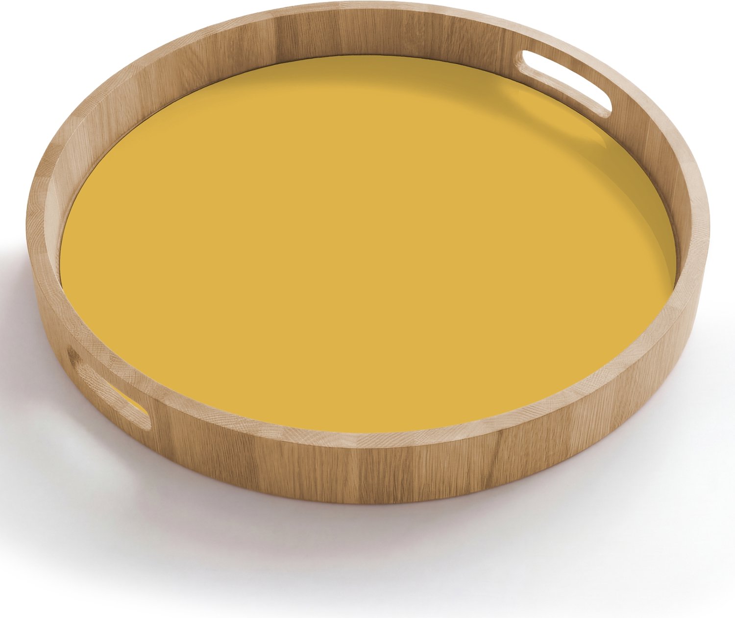 Dienblad rond 50x50 cm - Schootdienblad hout - Joyful - Mustard - Geel - Borrelplank rechthoek - Plateau houten dienbladen