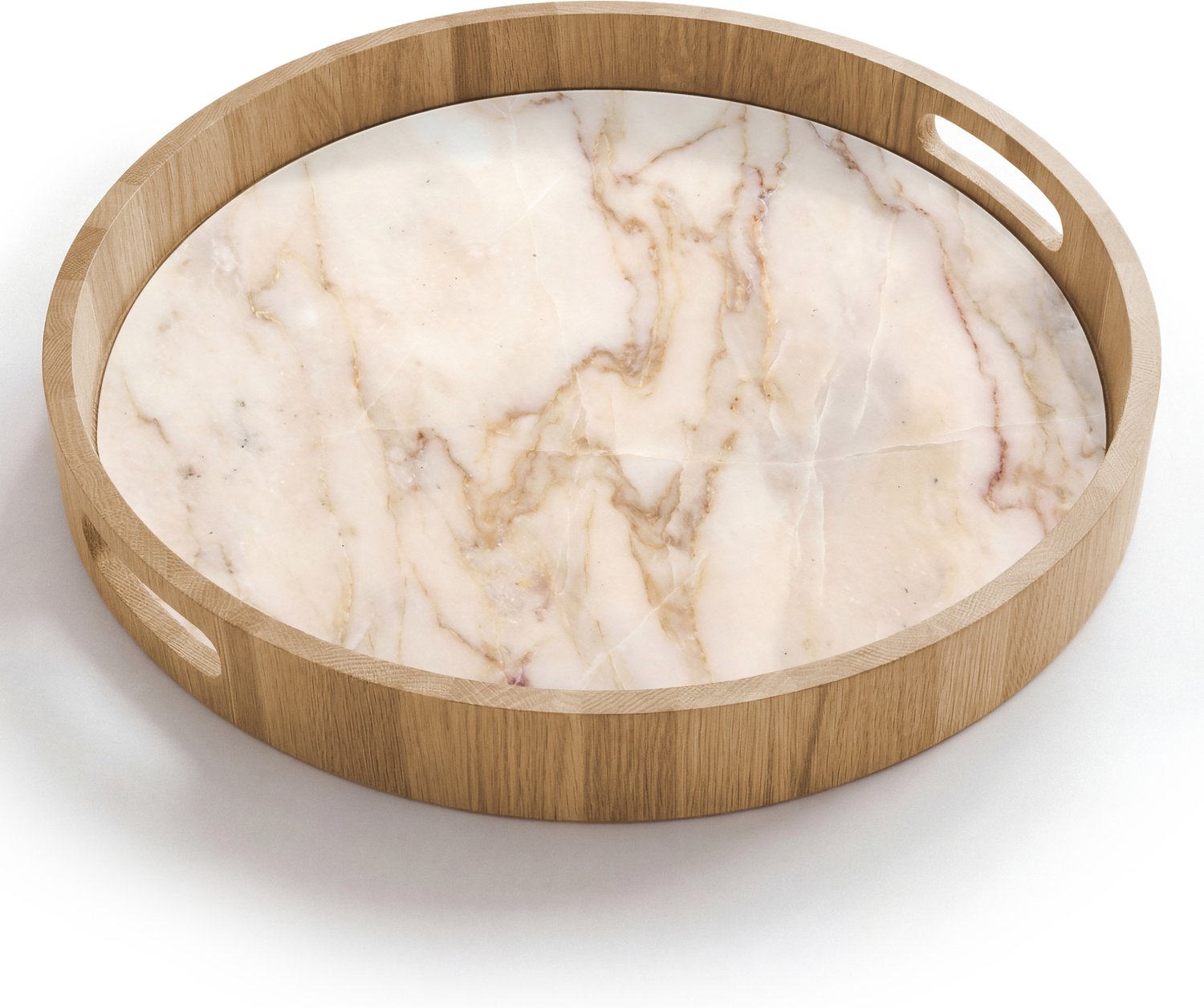 Dienblad rond 40x40 cm - Schootdienblad hout - Marmer - Ader - Abstract - Wit - Goud - Borrelplank rechthoek - Plateau houten dienbladen