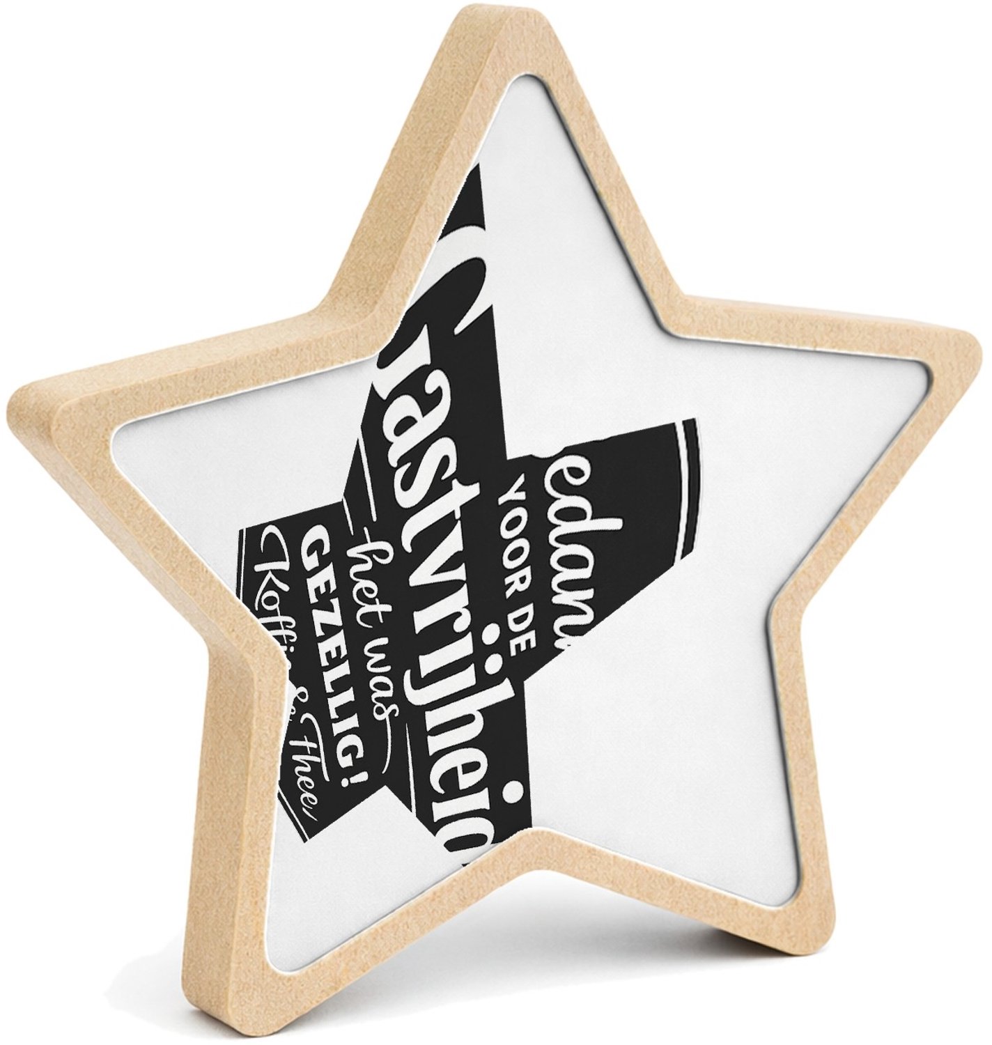 Mr Cadeautjes MDF fotolijst ster 14 x 13,5 - design Een speels retro-keukenontwerp met grote typografie en een k | cadeau Wit