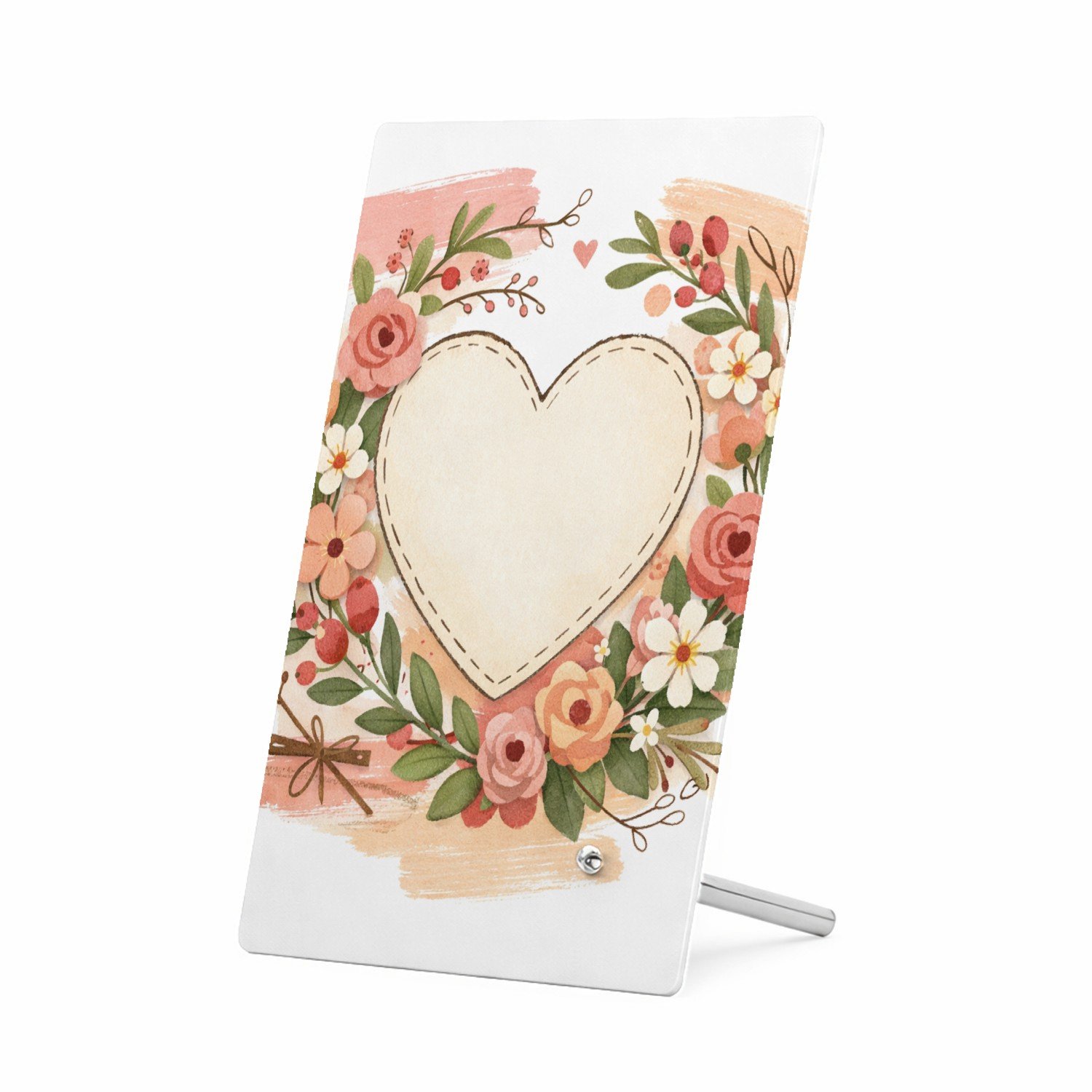 Mr Cadeautjes Glasframe 11 x 16 - design Een romantische bloemenkaart met een zachte seizoenssfeer en | cadeau Wit
