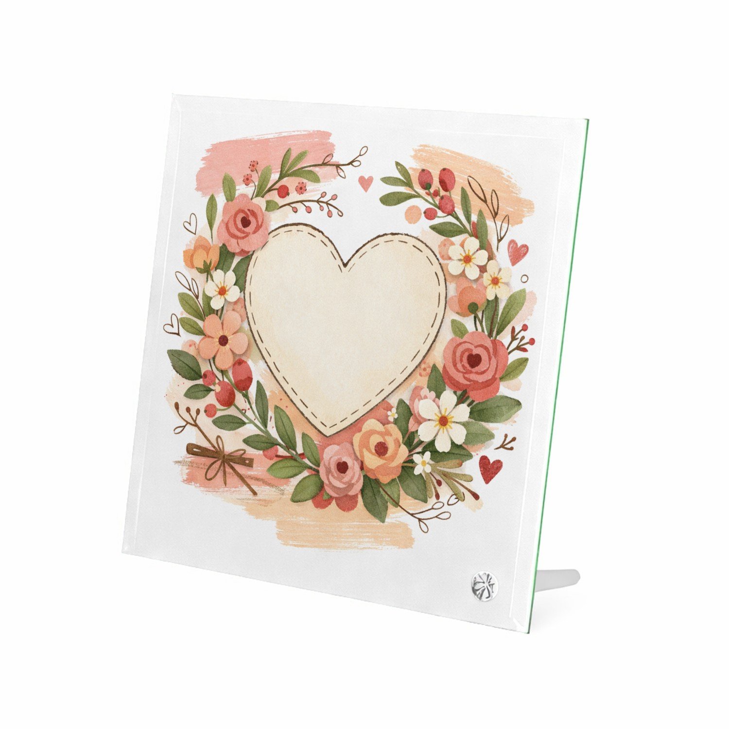 Mr Cadeautjes Glasframe 20 x 20 - design Een romantische bloemenkaart met een zachte seizoenssfeer en | cadeau Wit