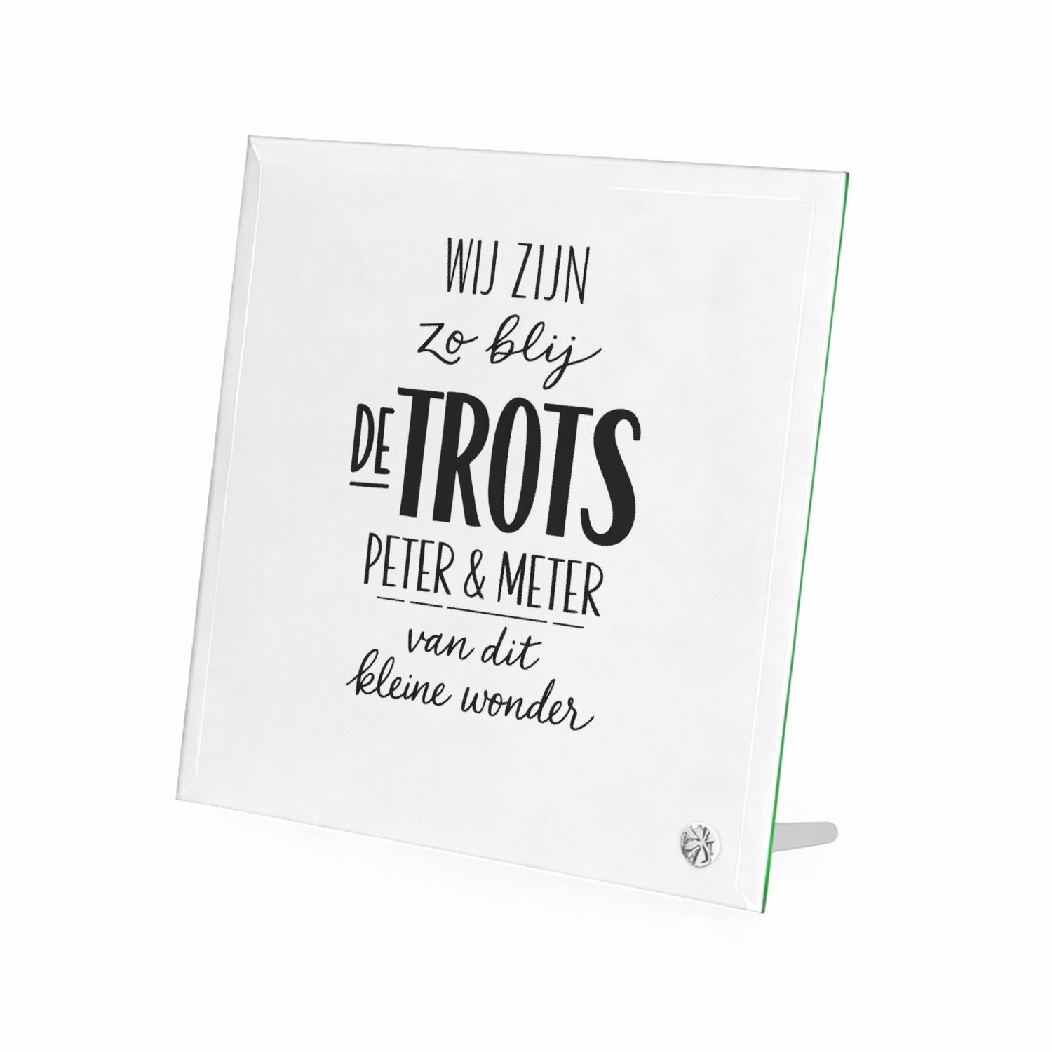 Mr Cadeautjes Glasframe 20 x 20 - design Een minimalistisch babycadeau met speelse typografie en een | cadeau Wit
