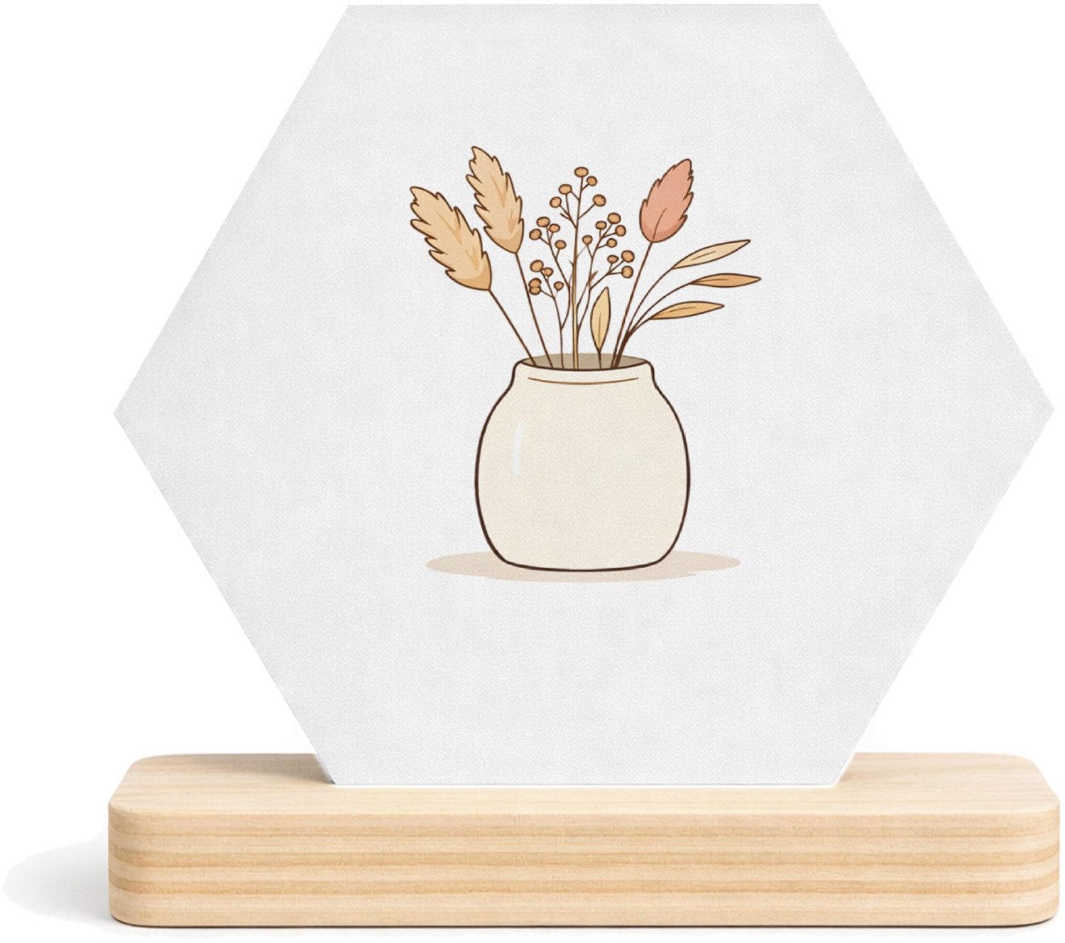 Mr Cadeautjes MDF fotolijst/inleg hexagon 14 x 13 - design Een minimalistisch botanisch tekstontwerp met een warm thuis | cadeau Wit
