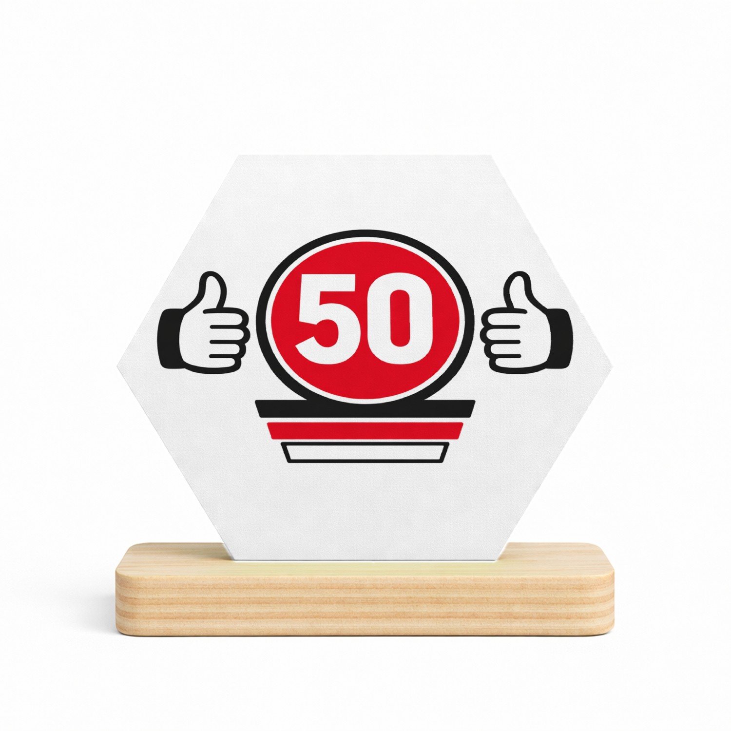 Mr Cadeautjes MDF fotolijst/inleg hexagon 14 x 13 - design Een compacte verjaardagsbadge met een eigenzinnige sportieve | cadeau Wit