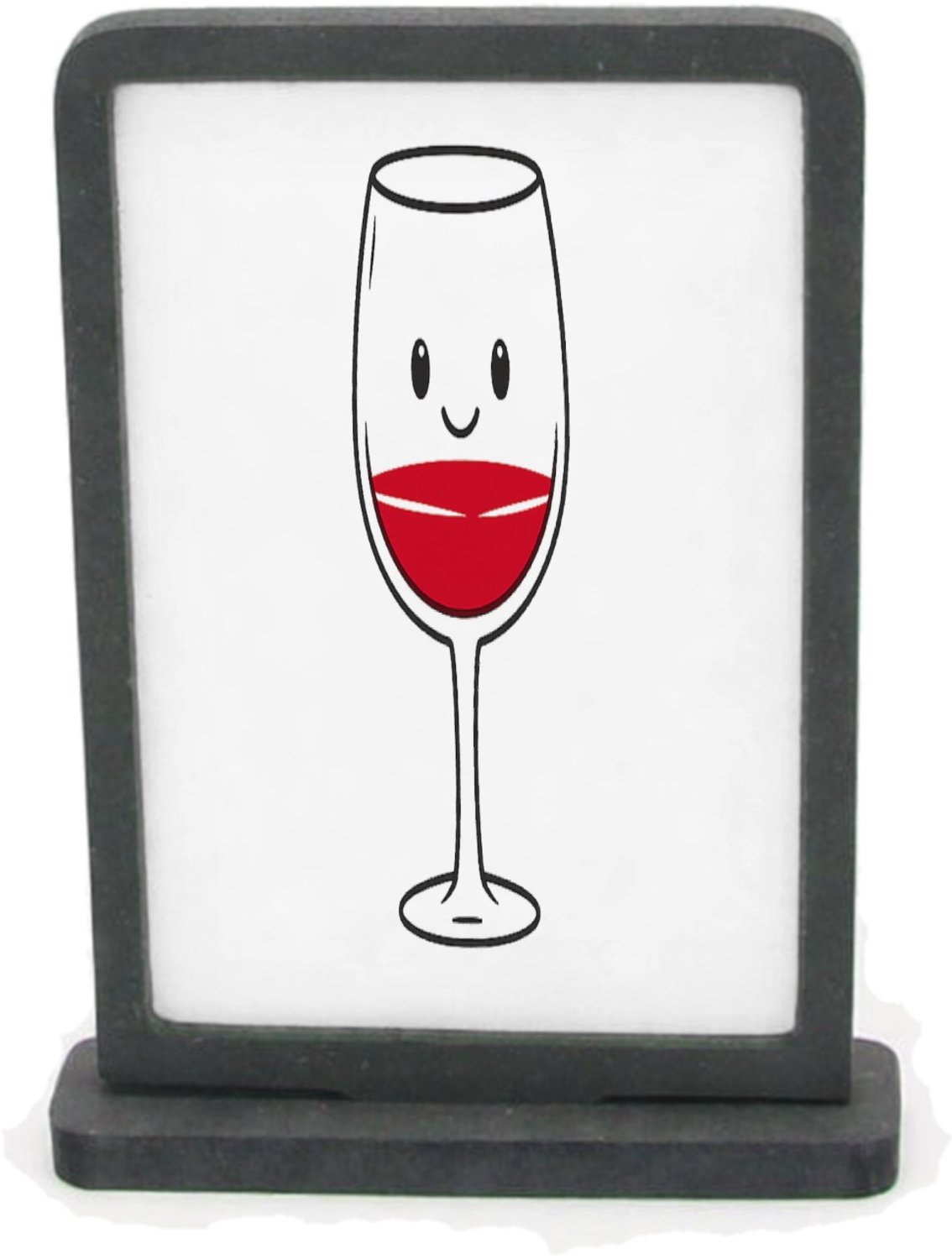 Mr Cadeautjes Houten fotolijst rechthoek met MDF inleg - design Een minimalistische koffiebeker met een blij gezicht en een | cadeau Wit