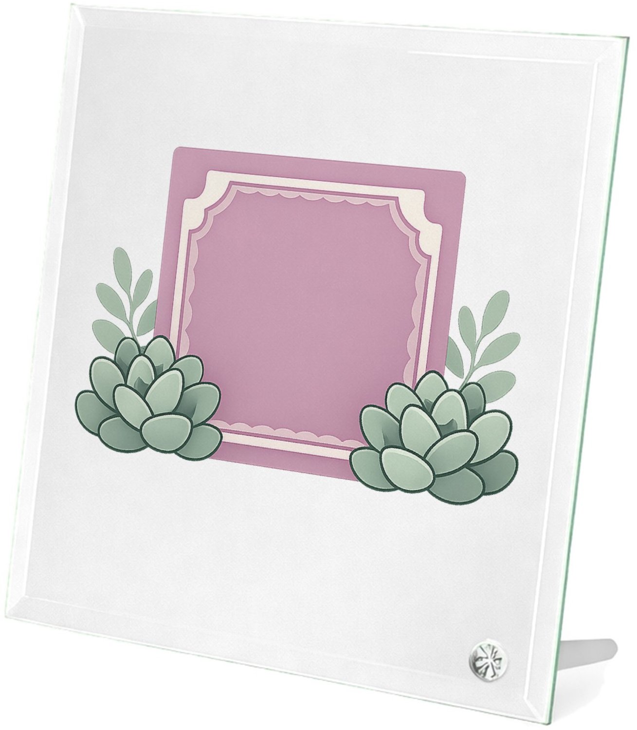 Mr Cadeautjes Glasframe 20 x 20 - design Een ronde plantenhanger met speelse quote en zachte pastelbl | cadeau Wit