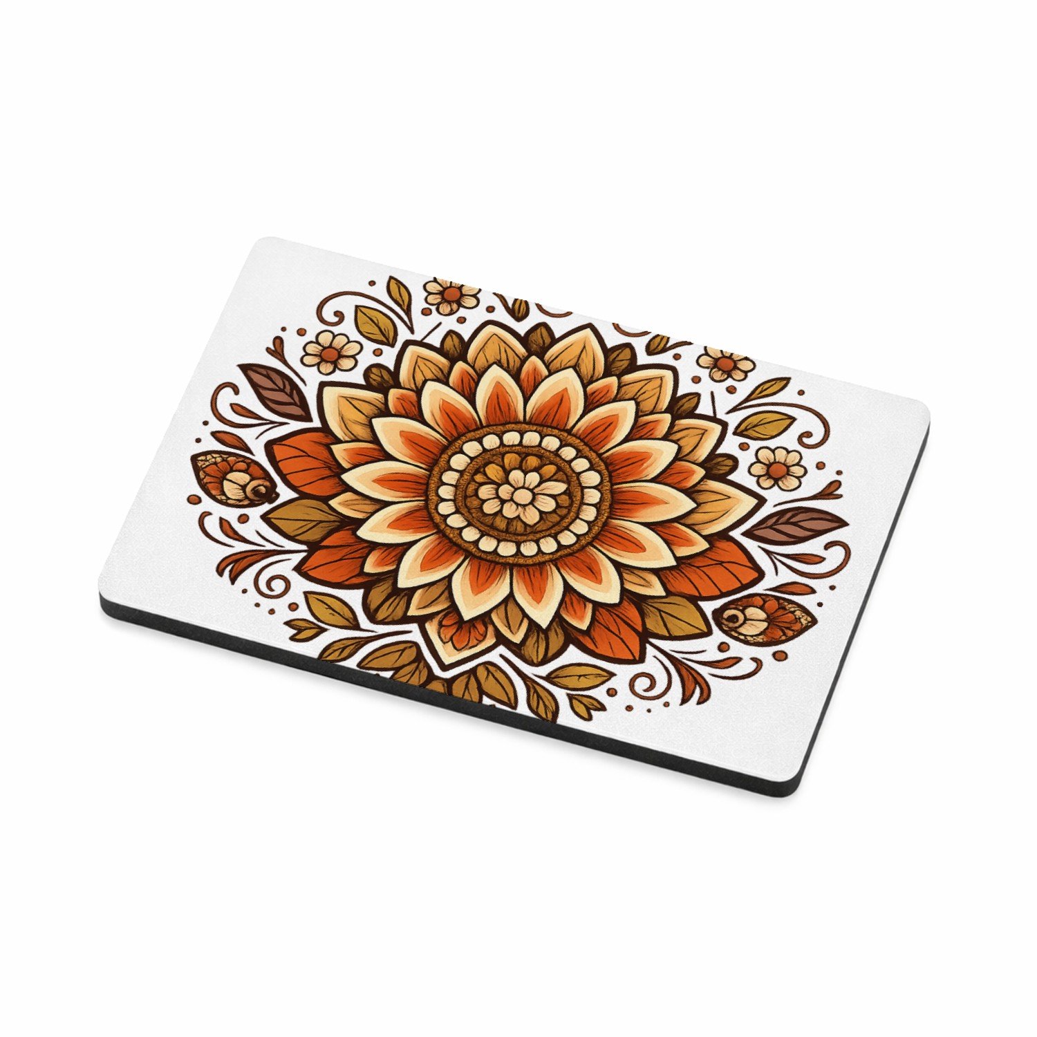 Mr Cadeautjes MDF magnetische fotolijst 7,5 x 5 - design Een rustige, symmetrische zonnebloemmandala met zachte boogl | cadeau Wit