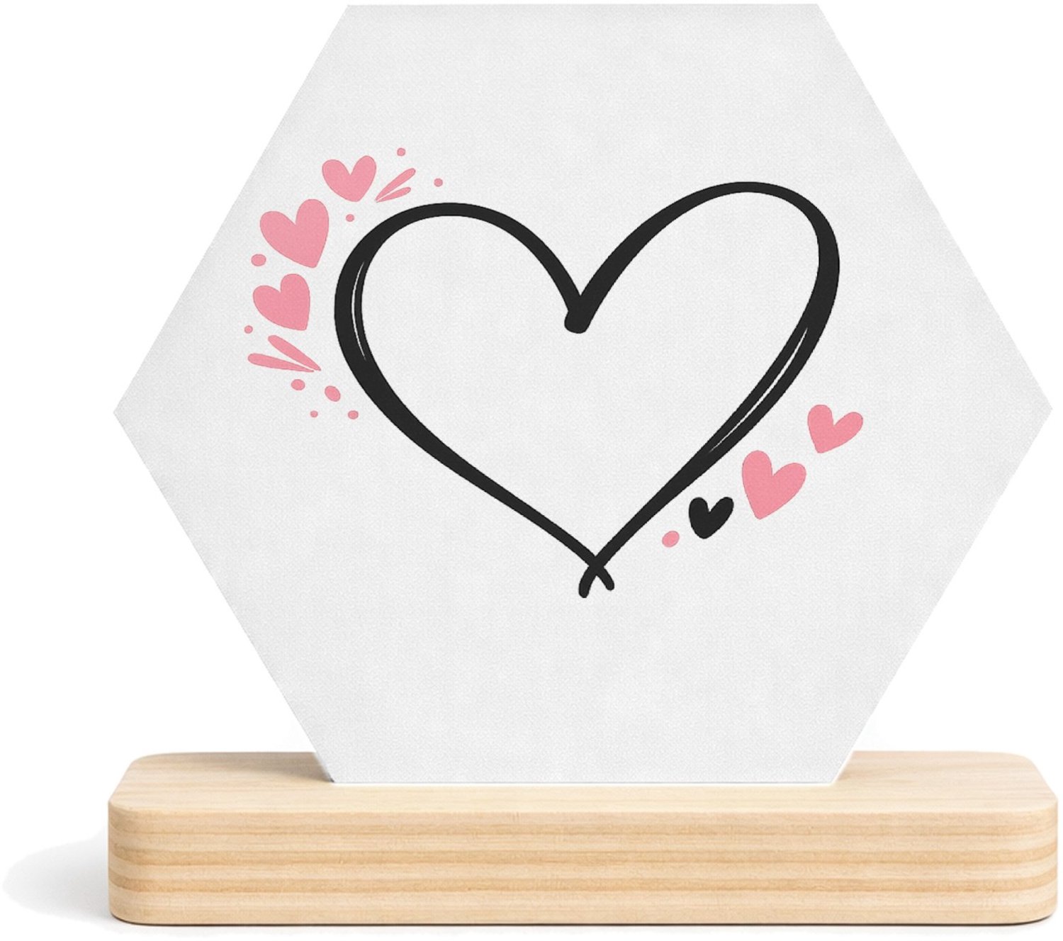 Mr Cadeautjes MDF fotolijst/inleg hexagon 14 x 13 - design Een liefdevolle handlettering met kleine sterren en zachte s | cadeau Wit