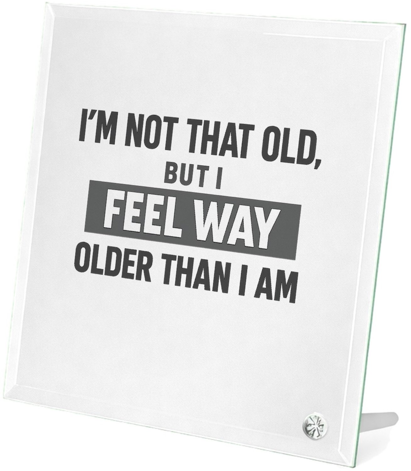 Mr Cadeautjes Glasframe 20 x 20 - design Compacte zelfspotprint over een andere levensfase, met een v | cadeau Wit