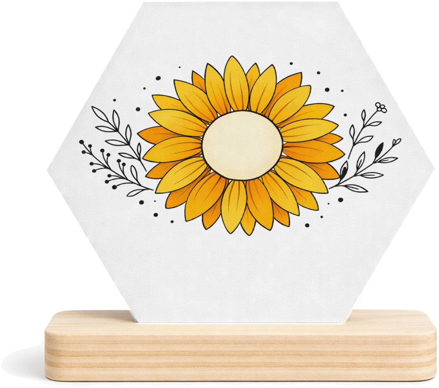 Mr Cadeautjes MDF fotolijst/inleg hexagon 14 x 13 - design Een rustige, luxe complimentprint met een centraal symbool e | cadeau Wit