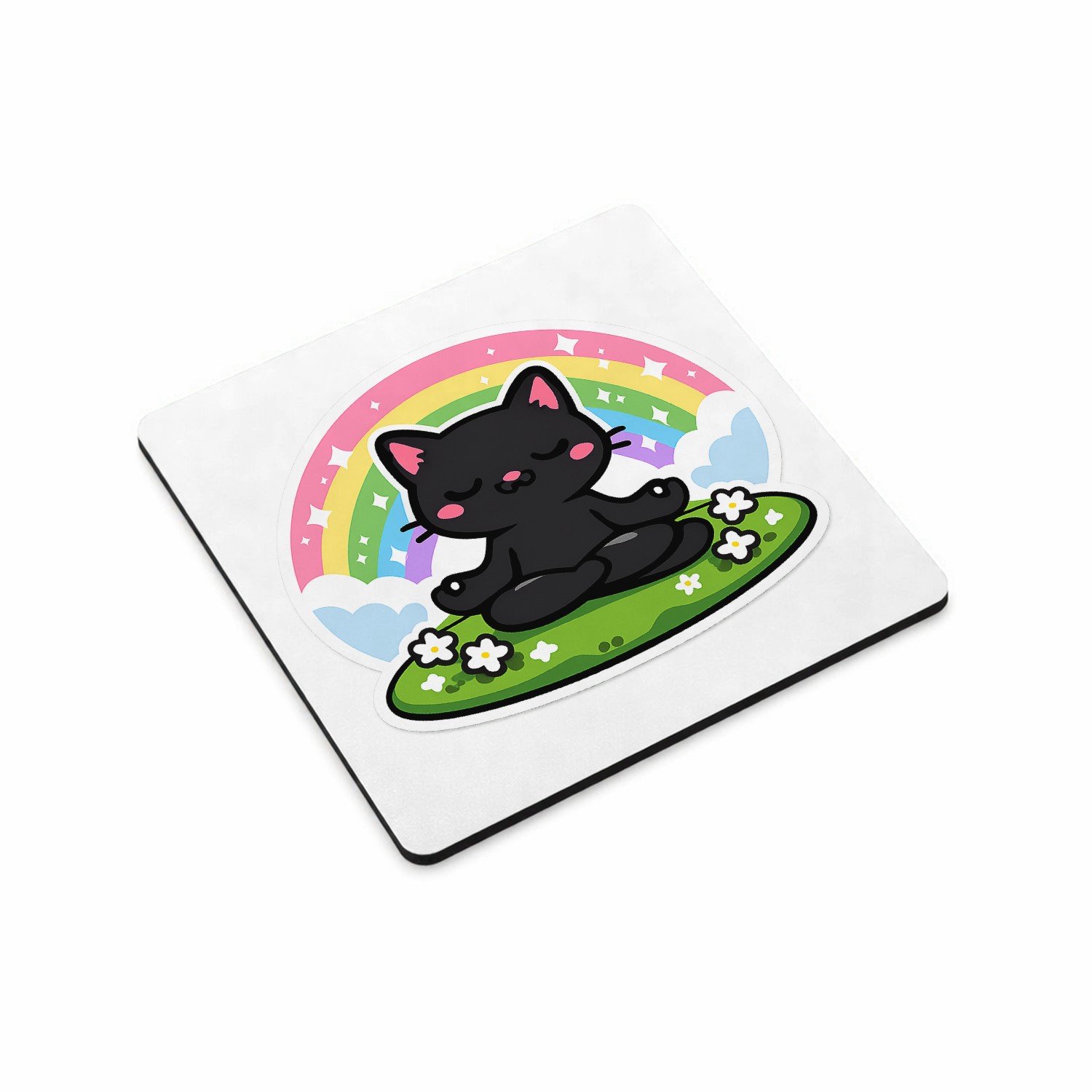 Mr Cadeautjes MDF magnetische fotolijst vierkant 9,5 - design Een rustige maar grappige zelfzorgprint met een andere dierf | cadeau Wit