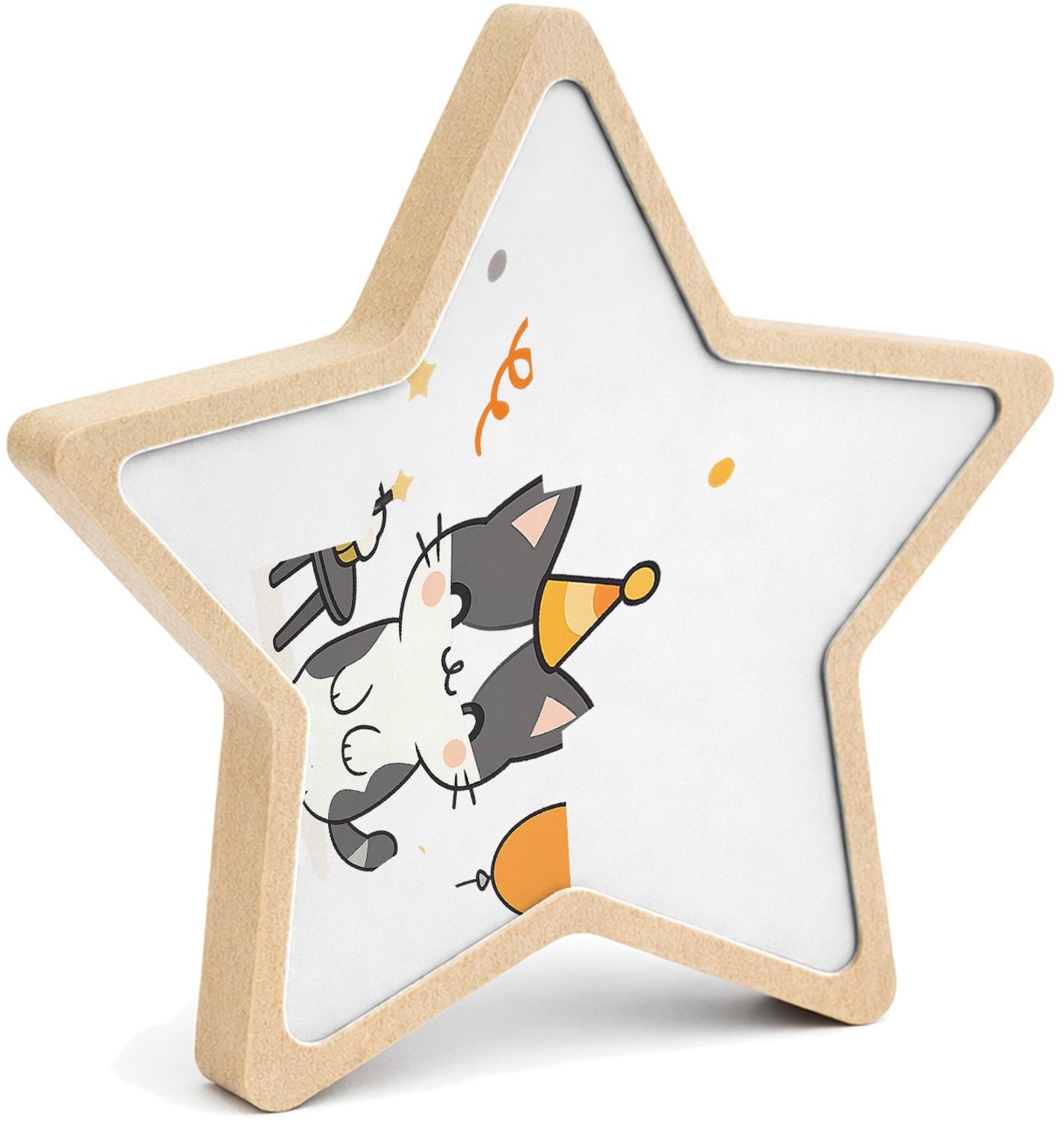 Mr Cadeautjes MDF fotolijst ster 14 x 13,5 - design Een minimalistische verjaardagsillustratie met een hond die | cadeau Wit