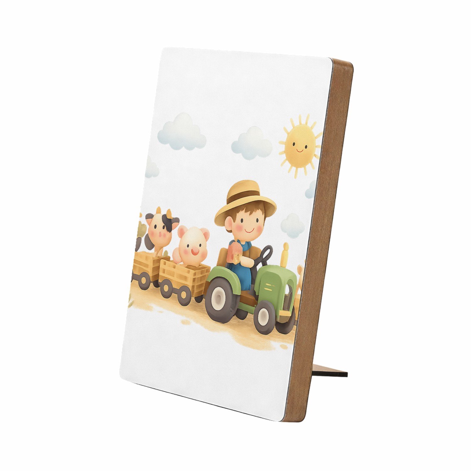 Mr Cadeautjes Glasframe/MDF 12,7 x 17,8 - design Drie panelen met een zachte dierlijke reis door de seizoenen | cadeau Wit