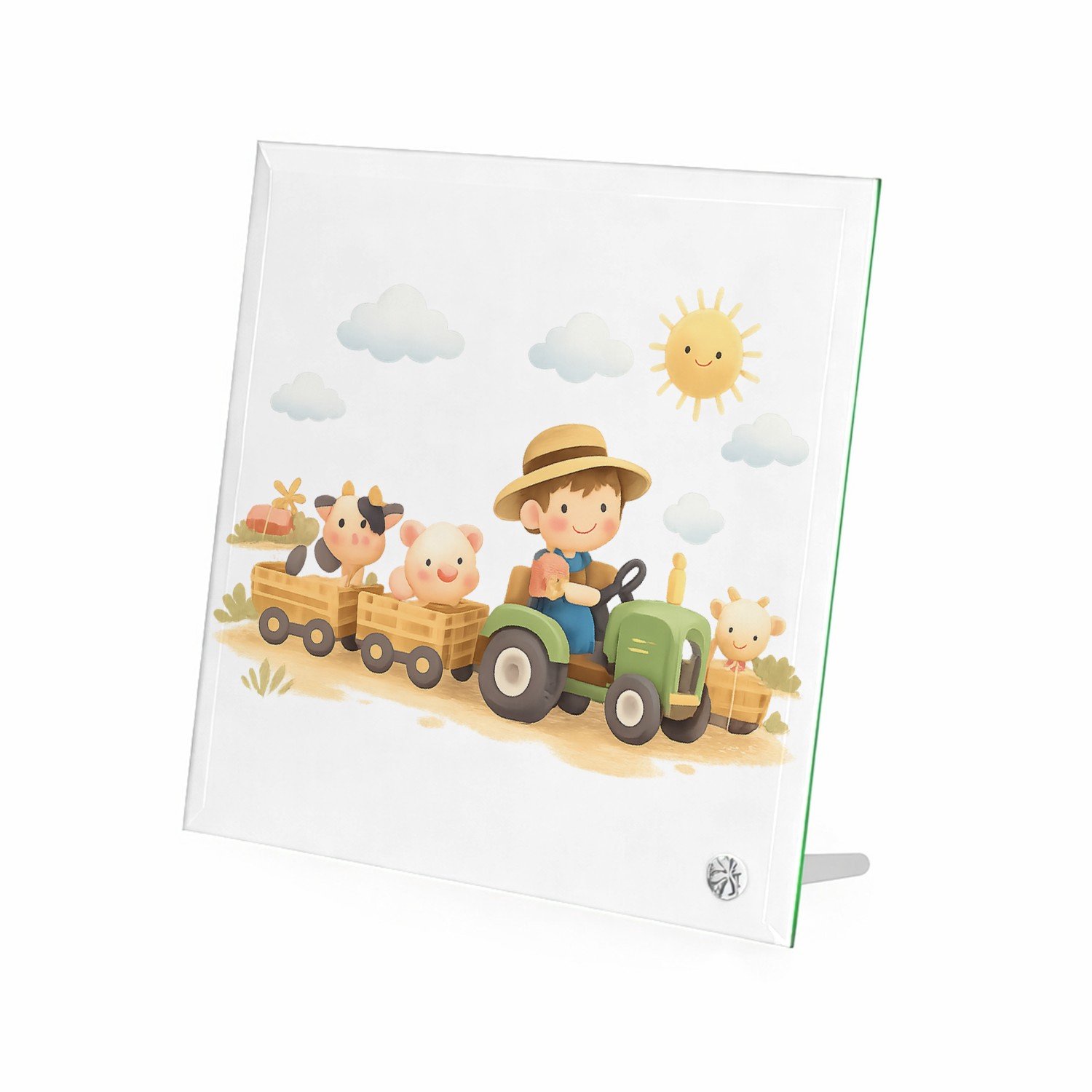 Mr Cadeautjes Glasframe 20 x 20 - design Drie panelen met een zachte dierlijke reis door de seizoenen | cadeau Wit