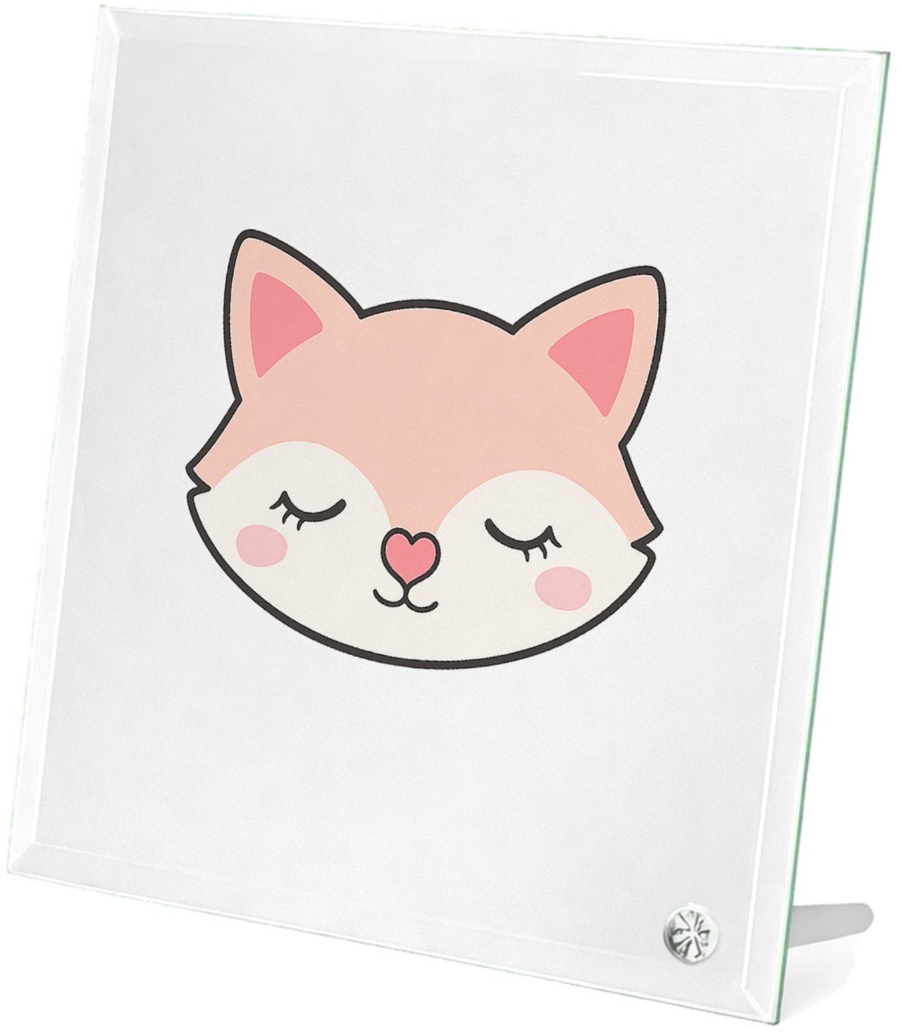 Mr Cadeautjes Glasframe 20 x 20 - design Een slapende vos met een hartvormige neus en gesloten oogjes | cadeau Wit