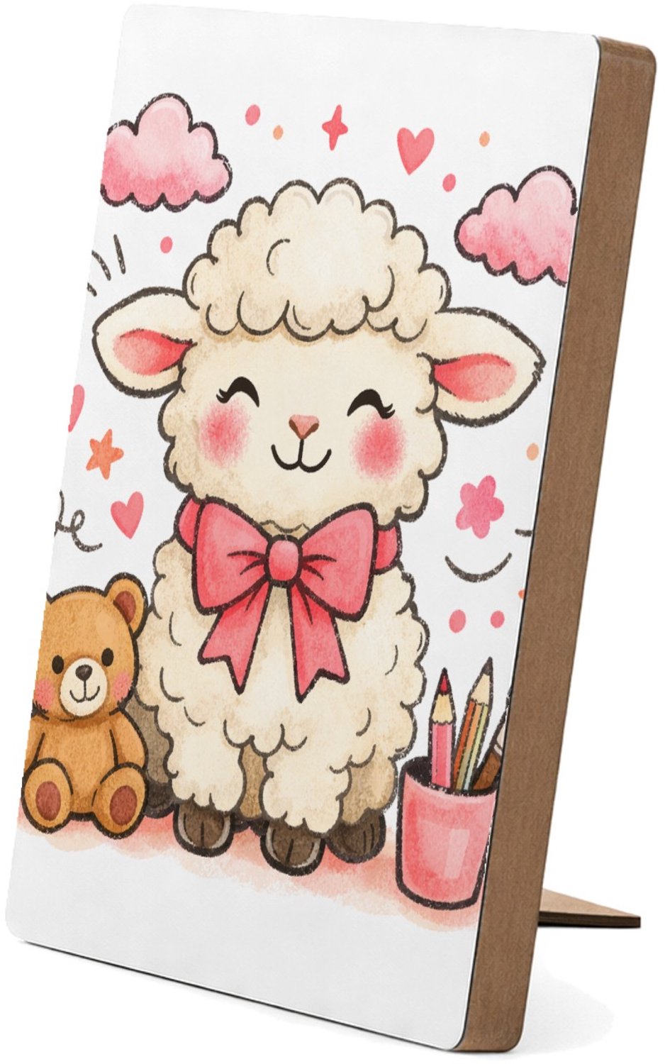 Mr Cadeautjes Glasframe/MDF 12,7 x 17,8 - design Een feestelijk complimentdesign met een zachte dierfiguur en | cadeau Wit
