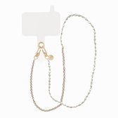xoxo Wildhearts telefoonkoord met clip - Over The Moon - Lang koord - Geschikt voor iPhone - Geschikt voor Samsung - Universeel - Phone cord met koord clip - Easy Cord - Telefoonketting - Parelketting met gouden schakels - parels