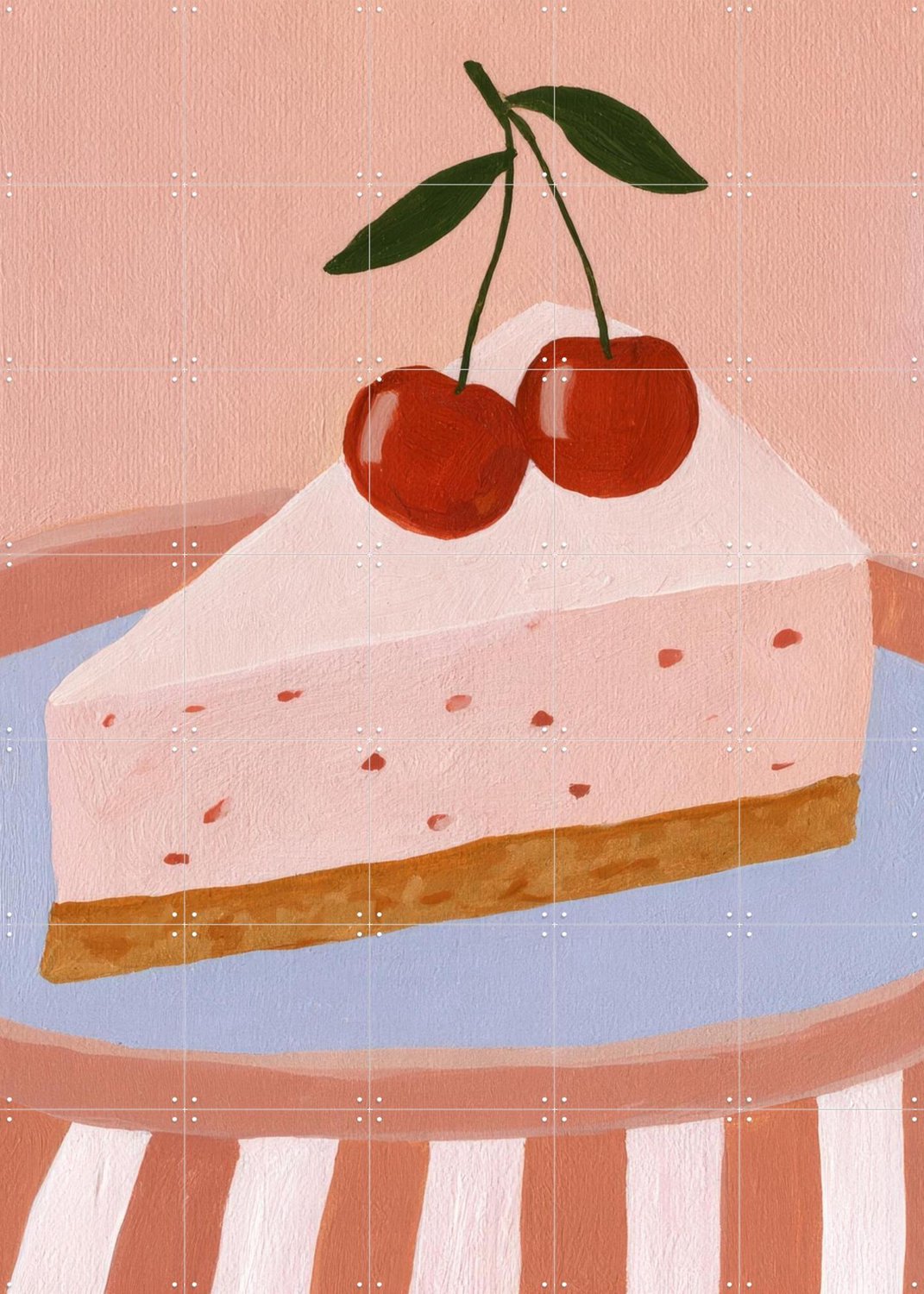 IXXI Cheesecake, Atelier Pommeline - 100 x 140 cm - Grote wanddecoratie en posters - Kleurrijk, Modern, Eetkamer, Keuken, Woonkamer, Voedsel, Eten & Roze / Rood