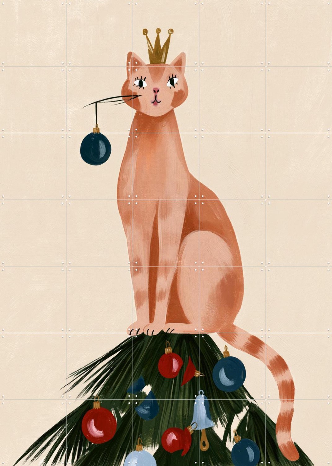 IXXI Alles Onder Controle Deze Kerst, Atelier Pommeline - 100 x 140 cm - Grote wanddecoratie en posters - Cartoonesk, Speels, Modern, Babykamer Beige