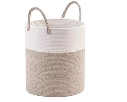 Wasmand 100L XXL – Katoenen Wasmand – Opbergmand – Wassorteerder – Beige/Wit