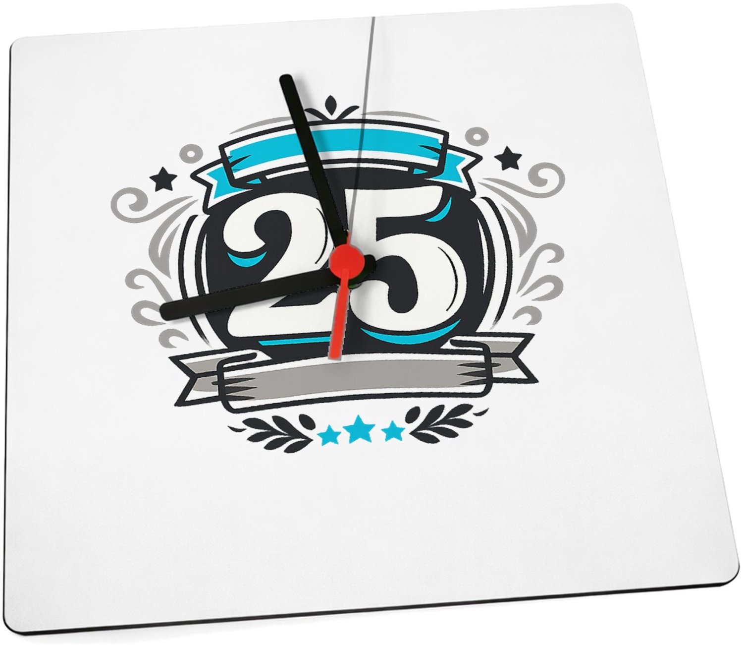 Mr Cadeautjes Klok 19 x 19 - design Retro embleem met een groot jaartal en sportieve omlijsting | cadeau Wit