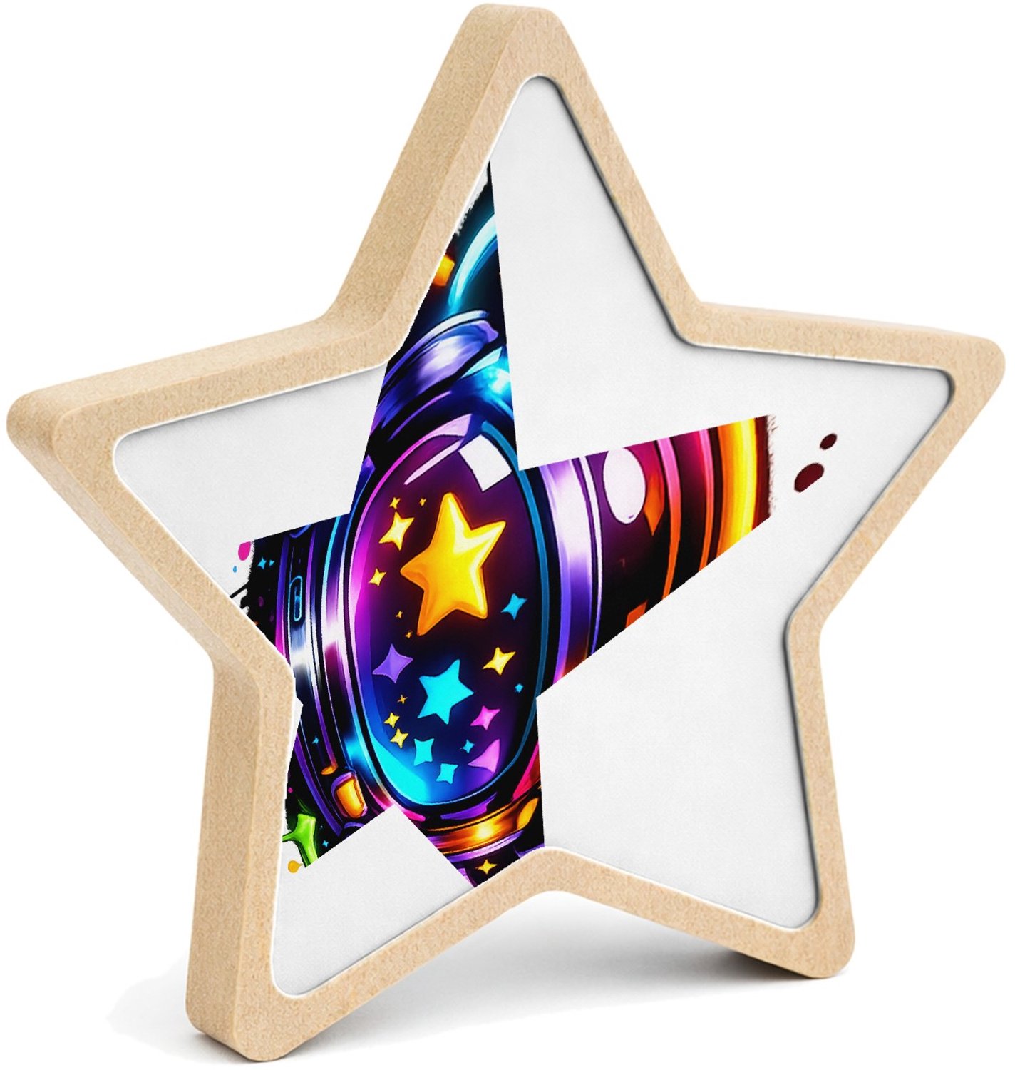 Mr Cadeautjes MDF fotolijst ster 14 x 13,5 - design Glow-tech drinkdesign voor jongeren | cadeau Wit