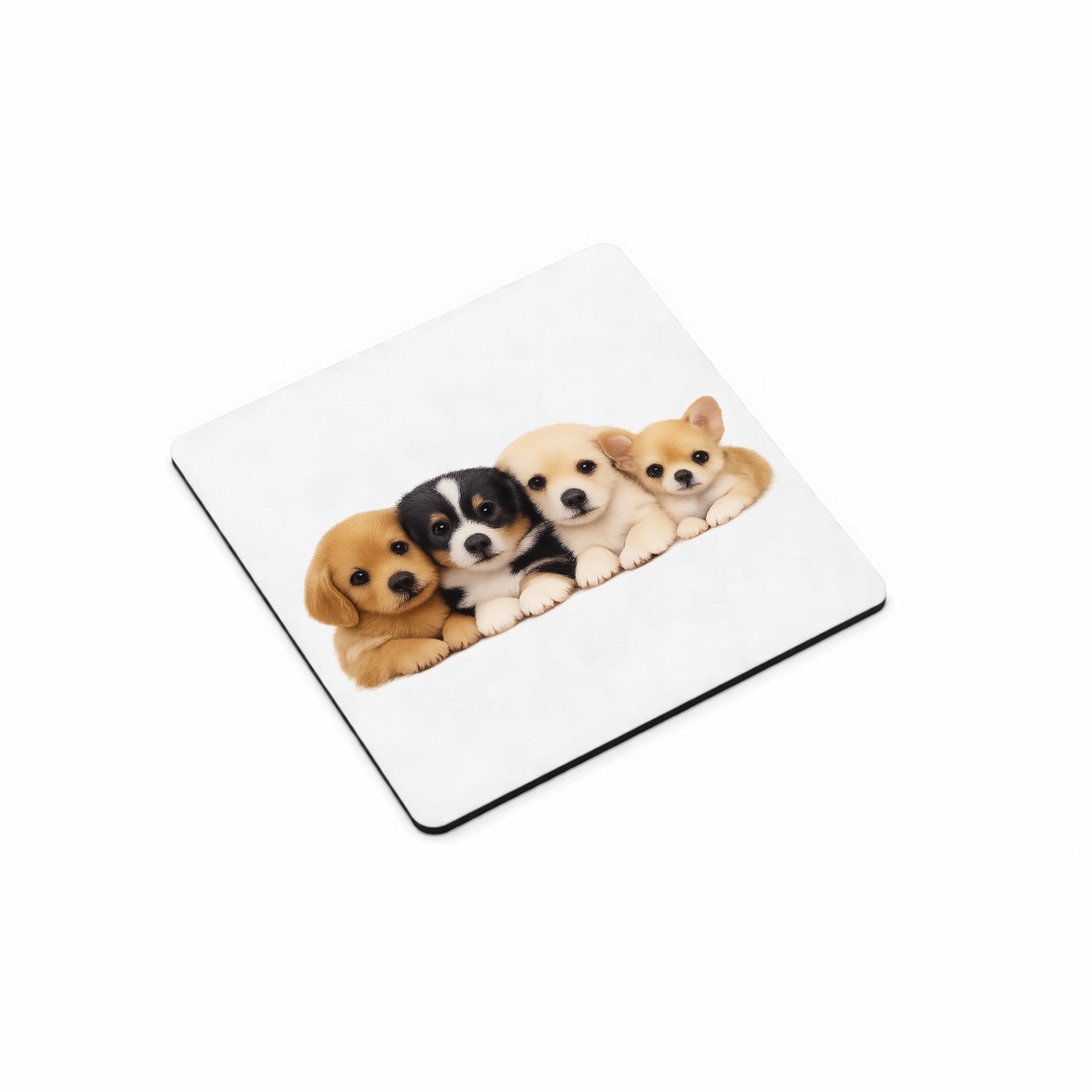 Mr Cadeautjes MDF magnetische fotolijst vierkant 9,5 - design Een vrolijke, zachte dierenprint met een compacte groep jong | cadeau Wit