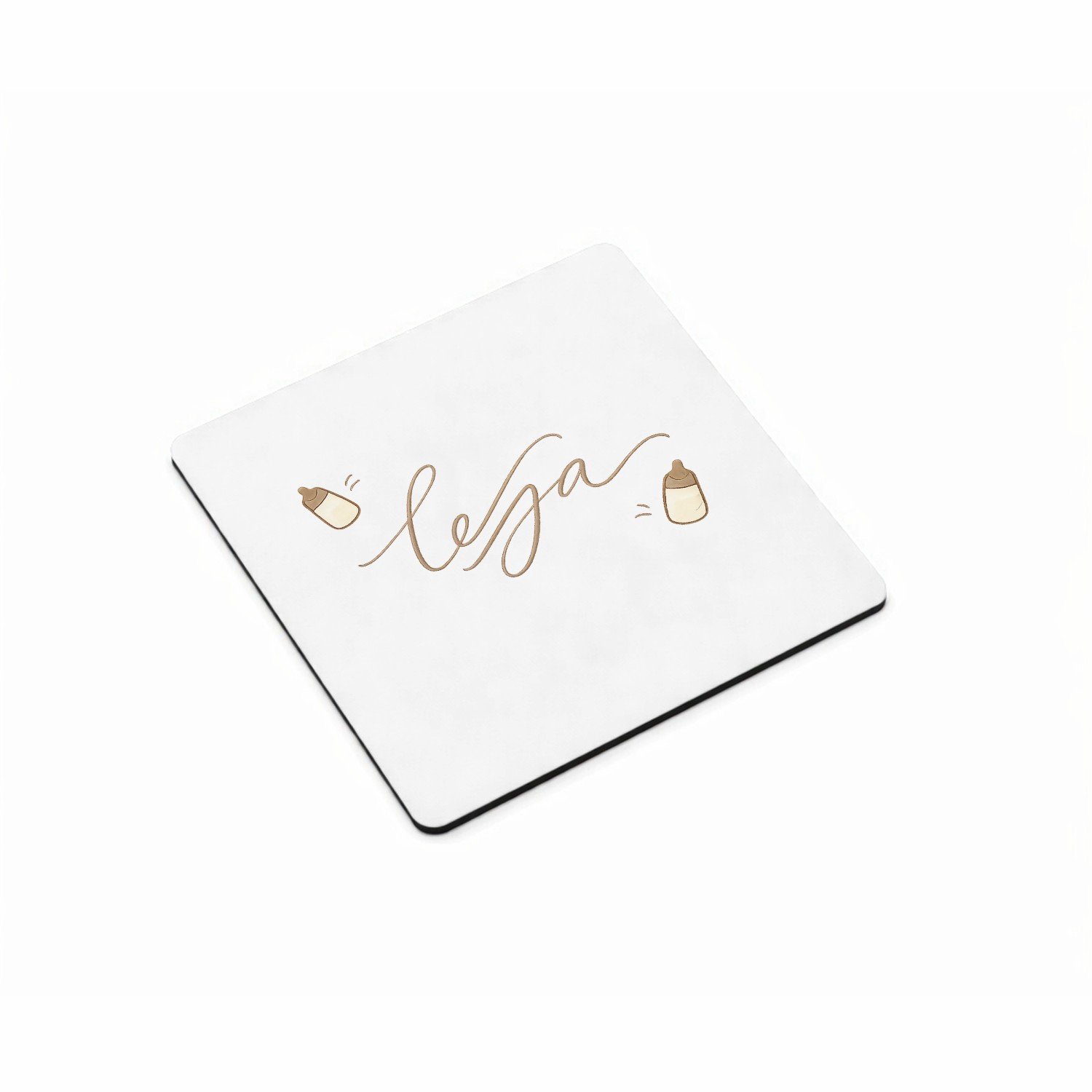 Mr Cadeautjes MDF magnetische fotolijst vierkant 9,5 - design Een zachte, minimalistische babyprint met een centrale boods | cadeau Wit