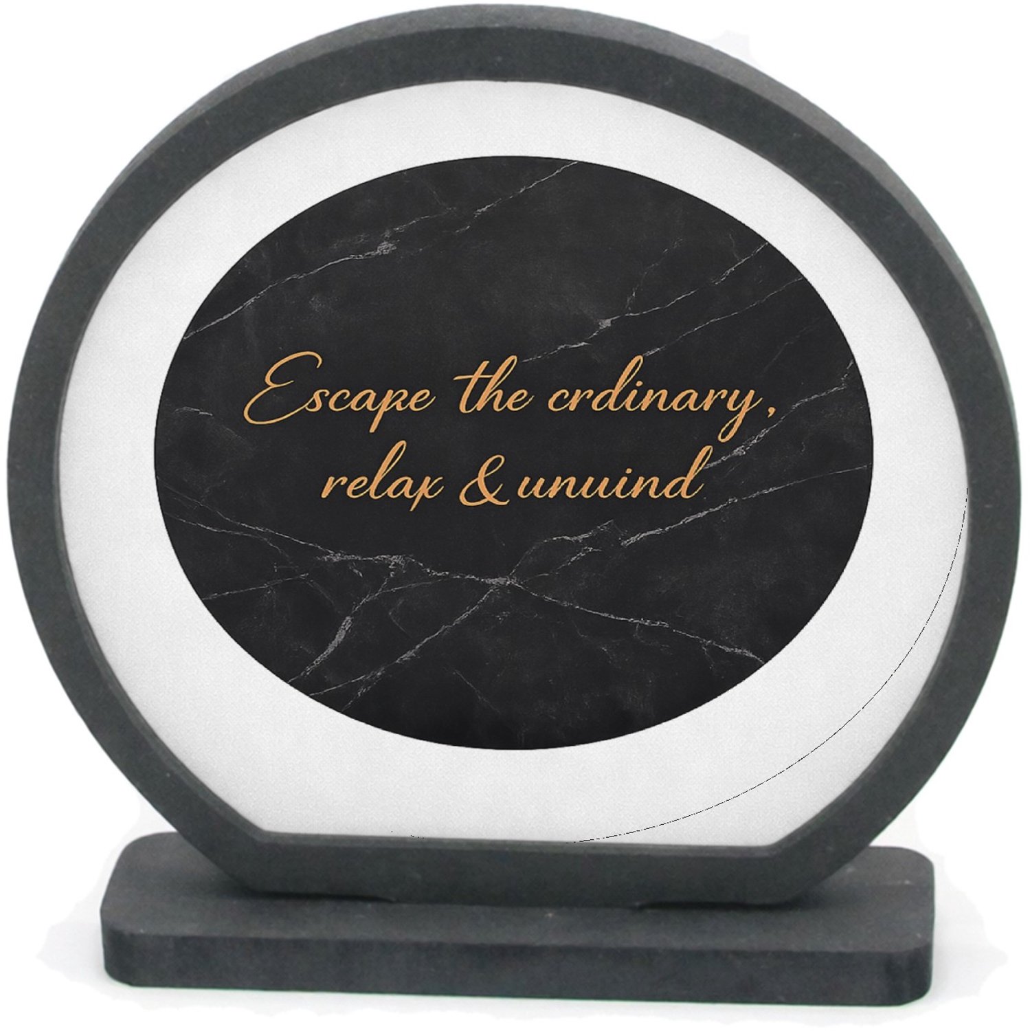 Mr Cadeautjes Houten fotolijst rond met MDF inleg - design Minimalistische wellness-tekst op een rustige natuurachtergr | cadeau Wit