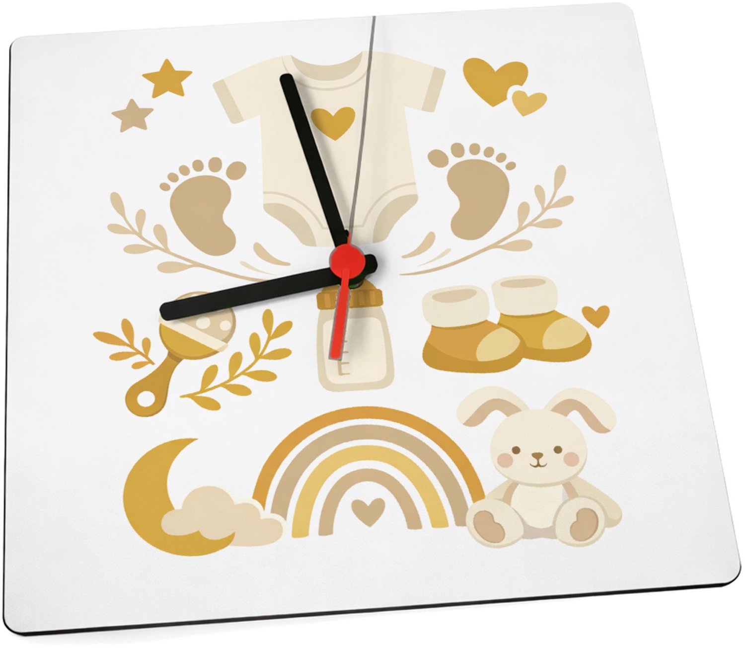 Mr Cadeautjes Klok 19 x 19 - design Een zachte aankondigingsprint voor een nieuwe familiefase me | cadeau Wit