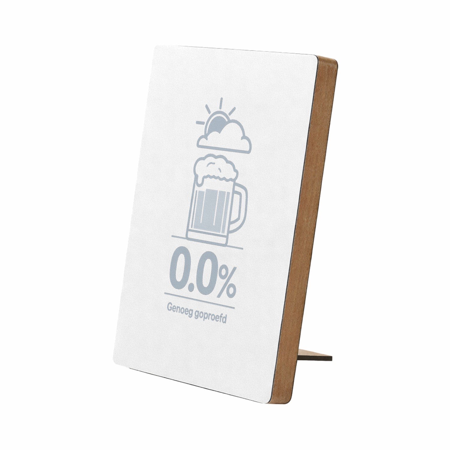 Mr Cadeautjes Glasframe/MDF 12,7 x 17,8 - design Een weerbericht-grap rond koffie in plaats van bier, met een | cadeau Wit