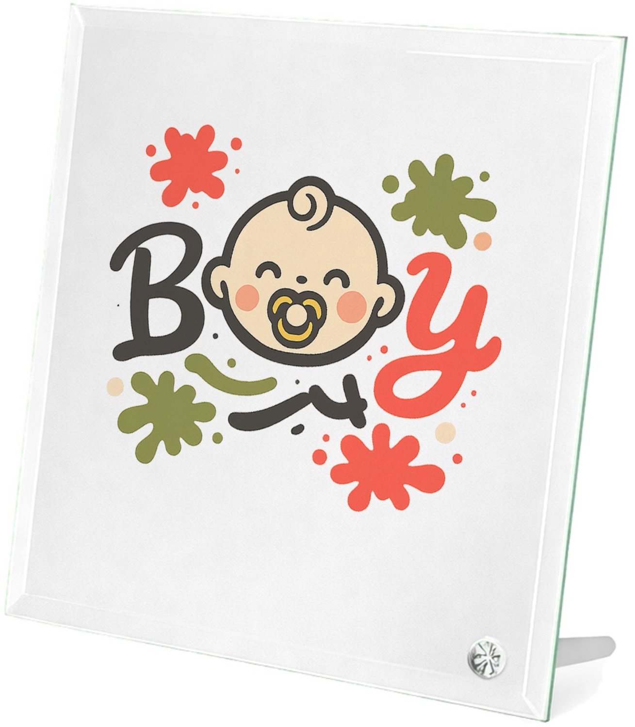 Mr Cadeautjes Glasframe 20 x 20 - design Grappige typografische babyprint met sportieve knipoog | cadeau Wit