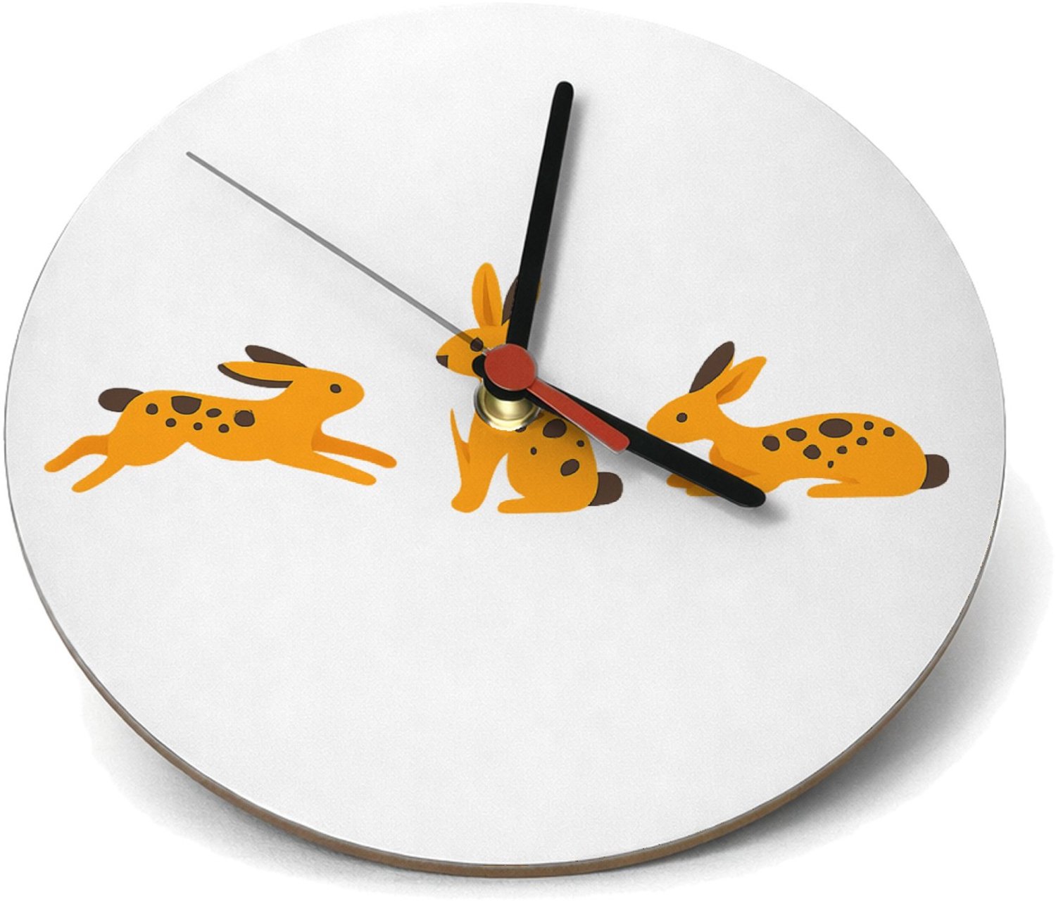 Mr Cadeautjes Klok rond Ø 19 - design Een subtiele patrooncompositie met meerdere losse figuren di | cadeau Wit