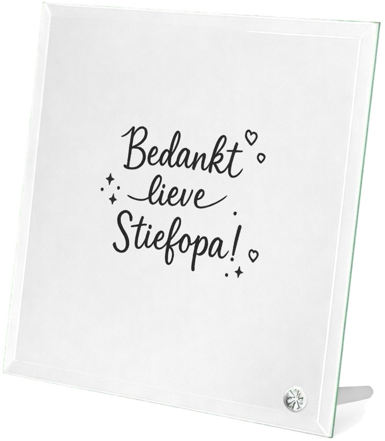 Mr Cadeautjes Glasframe 20 x 20 - design Persoonlijk bedankje voor een stiefopa in speelse, sobere ty | cadeau Wit