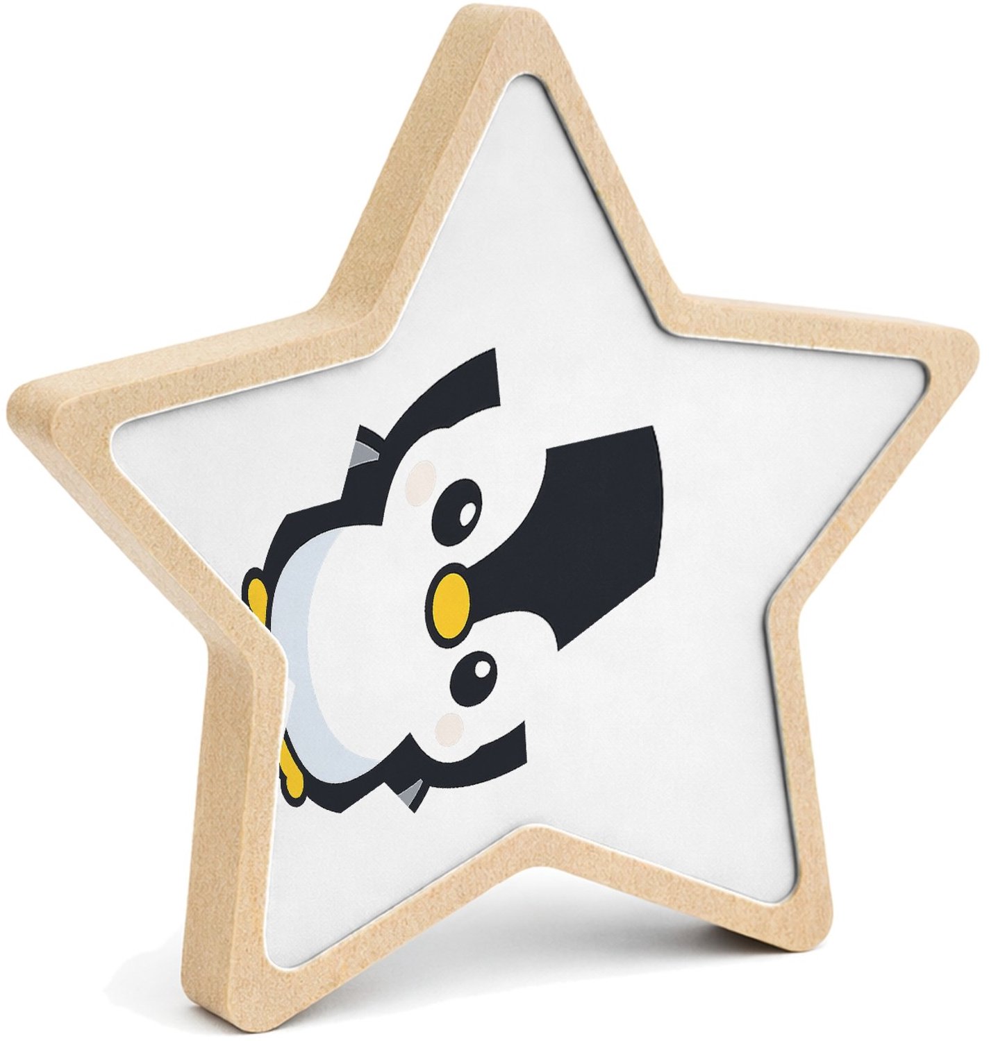 Mr Cadeautjes MDF fotolijst ster 14 x 13,5 - design Een vrolijke, ronde vos met grote ogen in een minimalistisch | cadeau Wit