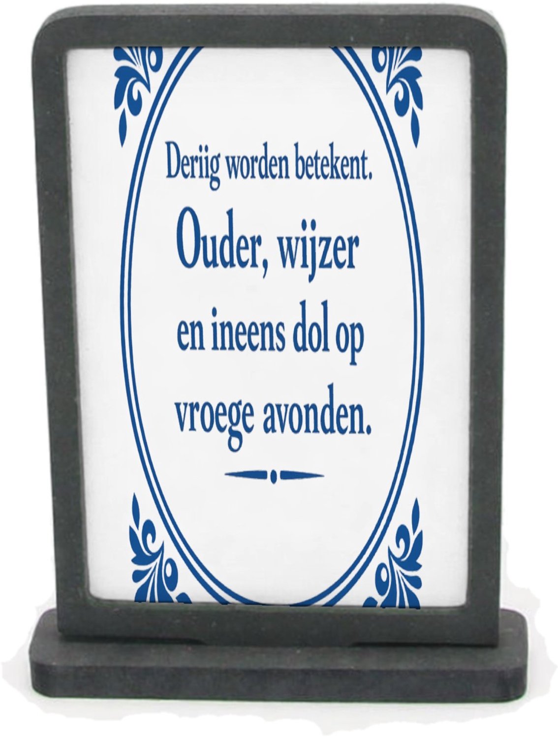Mr Cadeautjes Houten fotolijst rechthoek met MDF inleg - design Klassieke tegelvorm met speelse, brutale quote rond een nieu | cadeau Wit