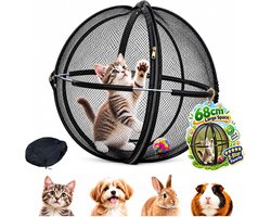 Opvouwbare Kattenren Bal - Oprolbare, 360° 'pop-up' speelbal van gaas voor katten – voor buitengebruik - Opvouwbare speelbal (68 cm / 27 inch) – draagbare - lichtgewicht kooi -Interactief kattenspeelgoed voor gebruik in de tuin of buiten