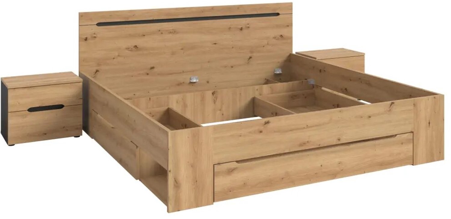 Furnilux Slaapkamer-set met groot bed 180x200 cm en 2 nachtkasten - Modern en duurzaam Wit
