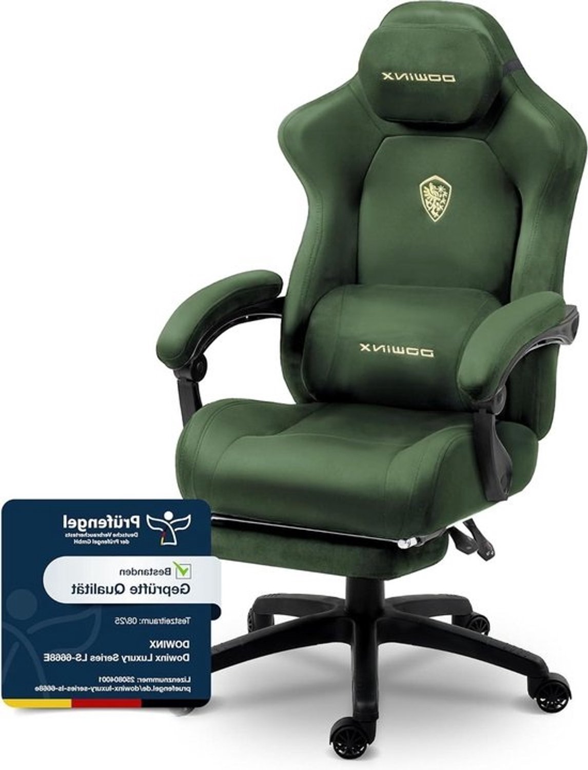Ergonomische Gamingstoel - Gamestoel Stoel - Lang Zitten Comfortabel - Met Massage Lendenkussen - Tot 200 kg - Groen