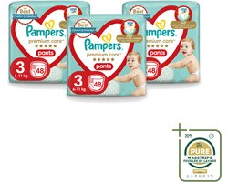 3 x Pampers – Luierbroekjes – Premium Care Pants Maat 3 – 48 Luiers - Wasstrips - Luier - Luierbroek - Luier Voor Baby - Luier Voor Kind - Droge Billetjes