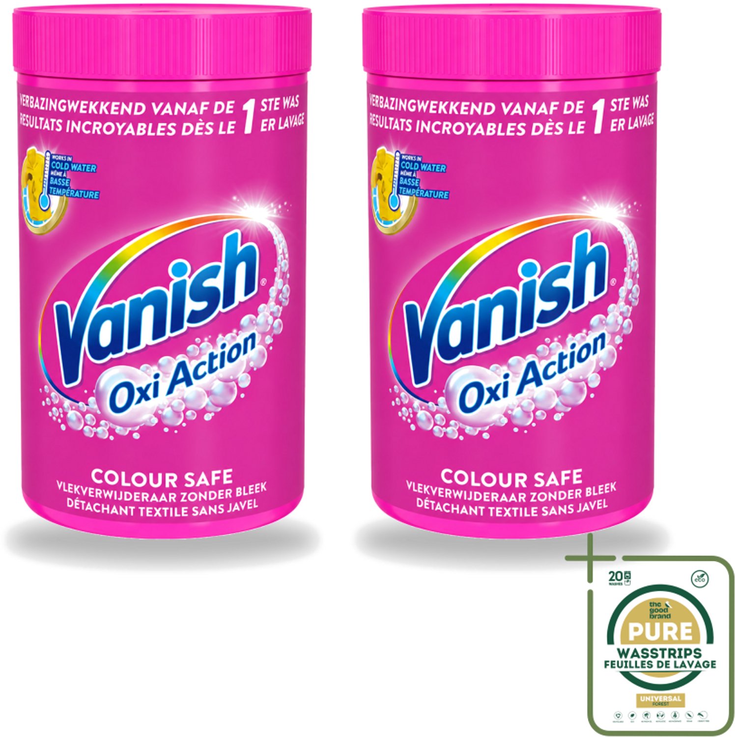 2 x Vanish Oxi Action - Veilige Kleur - Vlekkenverwijderaar Poeder - Zonder Bleek - Gekleurde Was - 1.5 Kg - Wasstrips - Vlekverwijderaar - Kleur Veilig - Wasmiddel - Poeder - Gekleurde Was