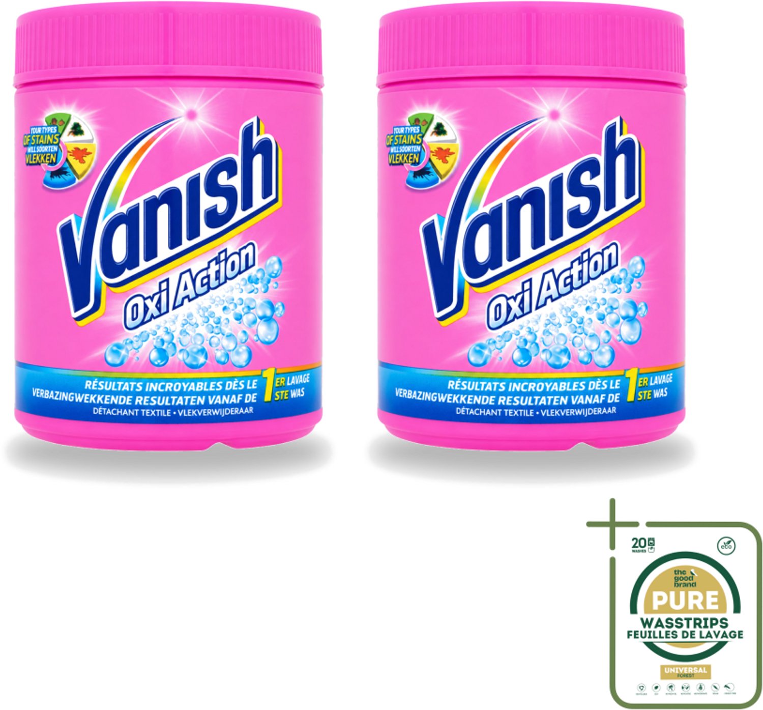 2 x Vanish Oxi Action - Vlekkenverwijderaar Poeder - Zonder Bleek - Gekleurde Was - 500 Gram - Wasstrips - Vlekverwijderaar - Gekleurde Was - Bleekvrije Wasmiddel - Vlekken Verwijderen - Wasmiddel Poeder