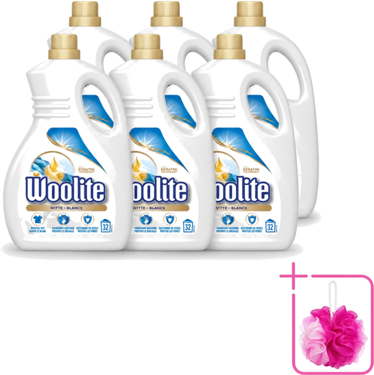 6 x Woolite White - Vloeibaar Wasmiddel - Met Keratine - Witte Was - 32 Wasbeurten - 1,9L - Bulkverpakking - Wasmiddel Wit - Douchemop - Keratine Wasmiddel