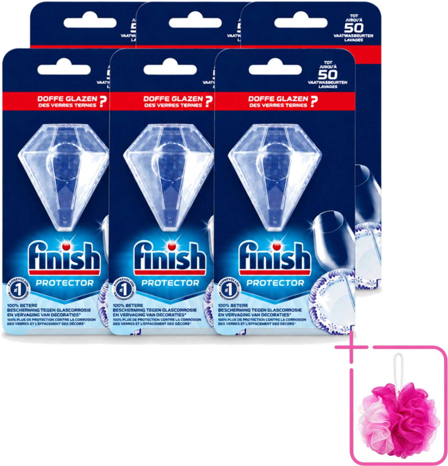 6 x Finish Protector - Extra Glans - Anti-Corrosie & Anti-Vervaging - Tot 50 Afwasbeurten - Bulkverpakking - Glasbescherming - Douchemop - Serviesbescherming