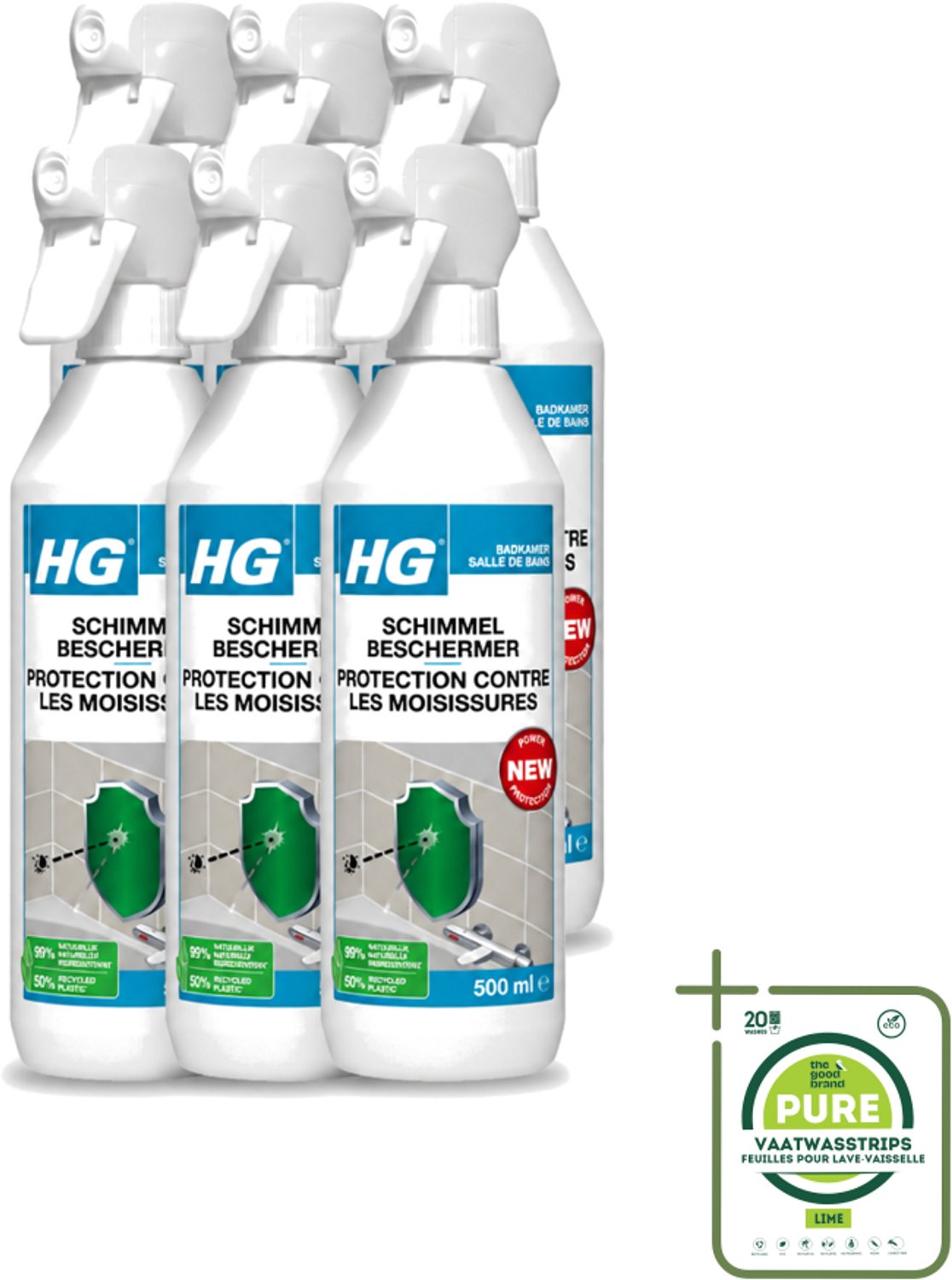 6 x HG - Badkamer - Schimmel Beschermer - Sterk Beschermend - 500 ml - Grootverpakking - Schimmelbescherming - Vochtbescherming - Schimmelgroei - Badkamerbescherming - Vochtplekken