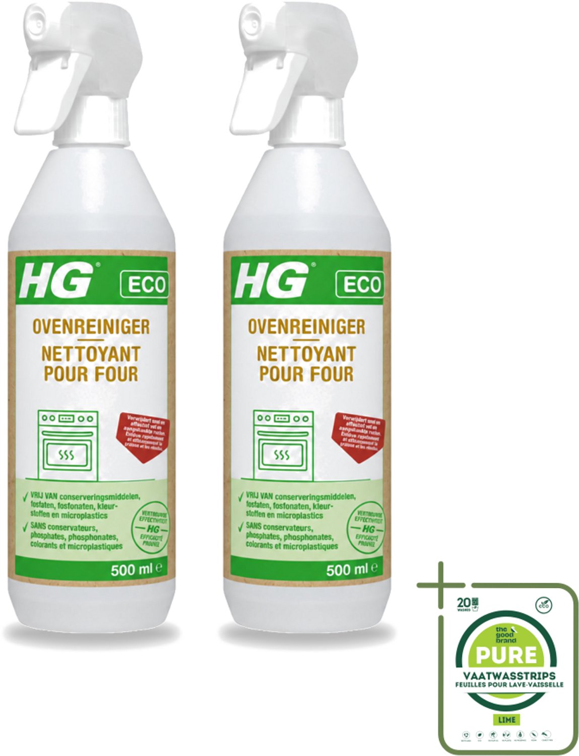 2 x HG ECO - Ovenreiniger - Verwijdert Snel & Effectief - Duurzaam & Ecologisch - 500 ml - Grootverpakking - Oven Reinigen - Vet Verwijderen - Oven Reiniger - Eco Oven Reiniger - Aangebrand Vet Verwijderen