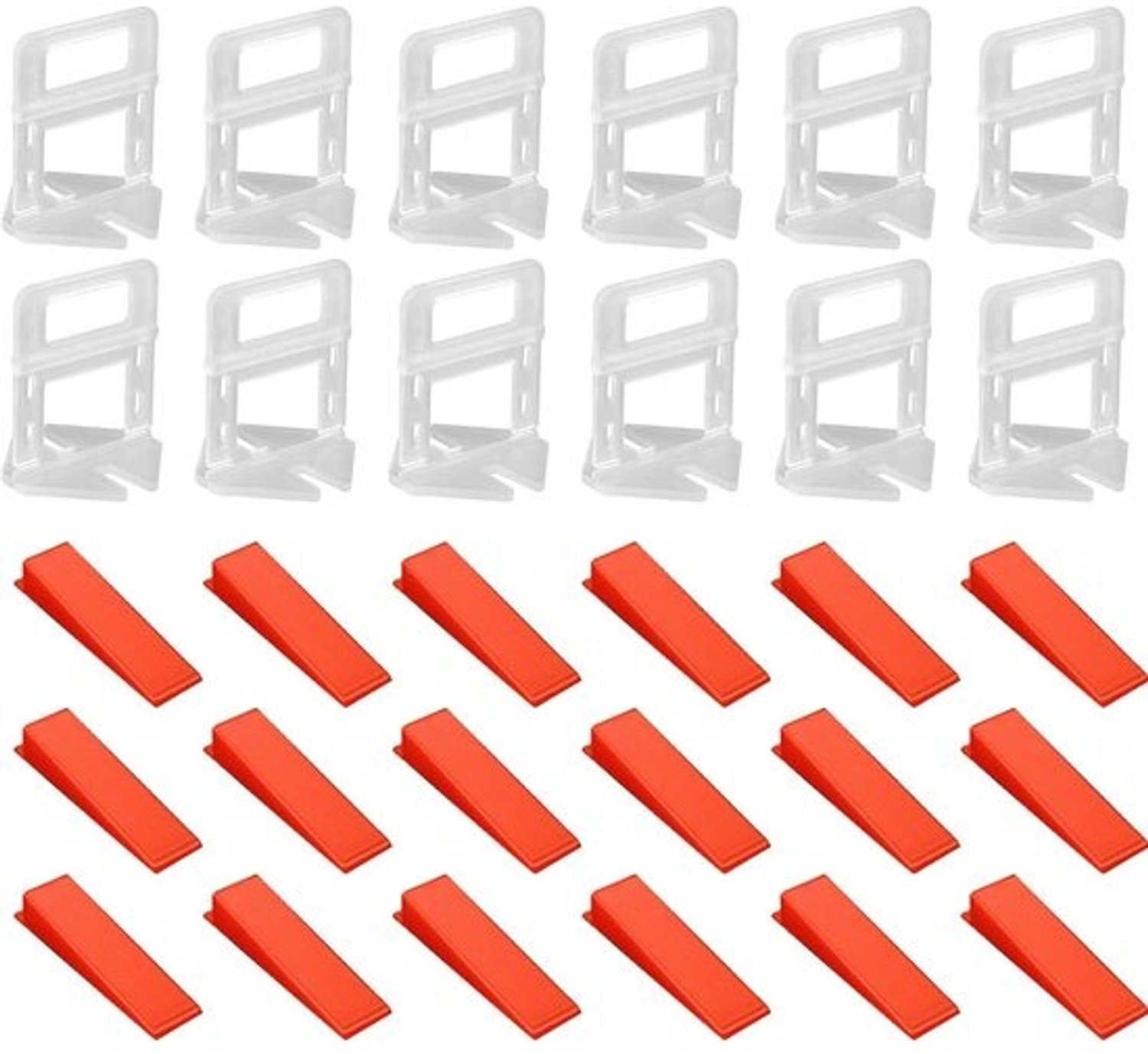Tegel Leveling Systeem - Tegelzet Gereedschap - Perfecte Tegelplaatsing - Herbruikbare Wiggen - 2.5mm Clips - Wit Rood