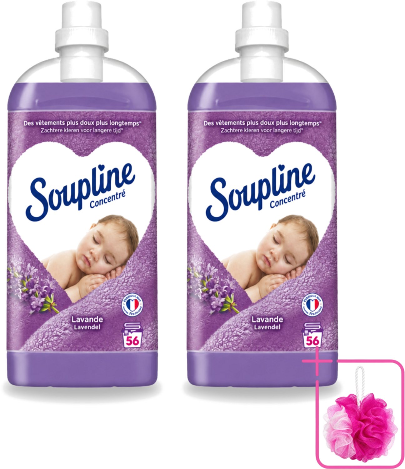 2 x Soupline - Wasverzachter - Lavendel - 56 Wasbeurten - 1.3L - Bulkverpakking - Wasverzachter - Douchemop - Wasgoed verzachten